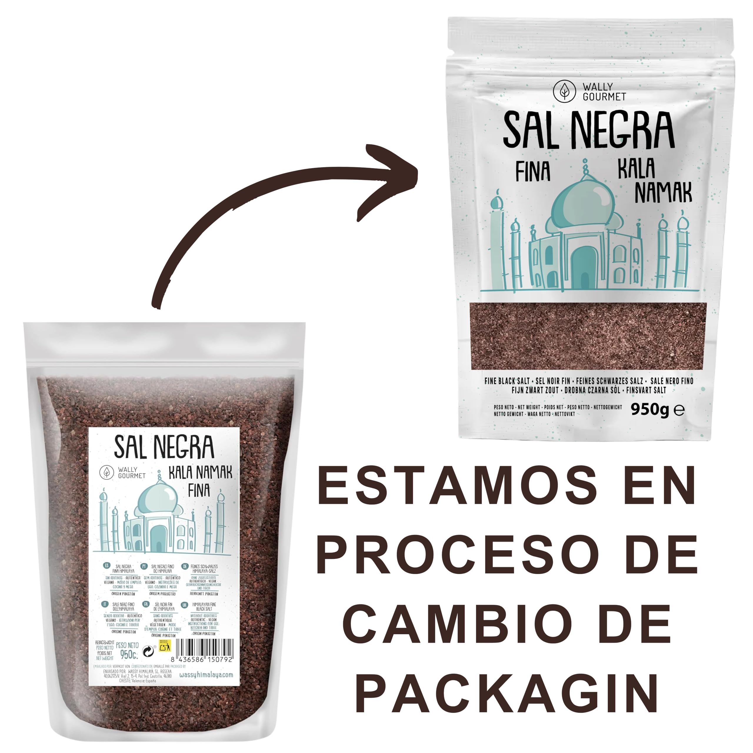 Sal Kala Namak, Fina, 100% Natural, |Sabor Huevo| Sin Aditivos, Sin Refinado. Sal Negra Del Himalaya. Mayor Contenido En Oligoelementos. Para Sazonar. Origen: India y Pakistán. (Fina) (Fina)