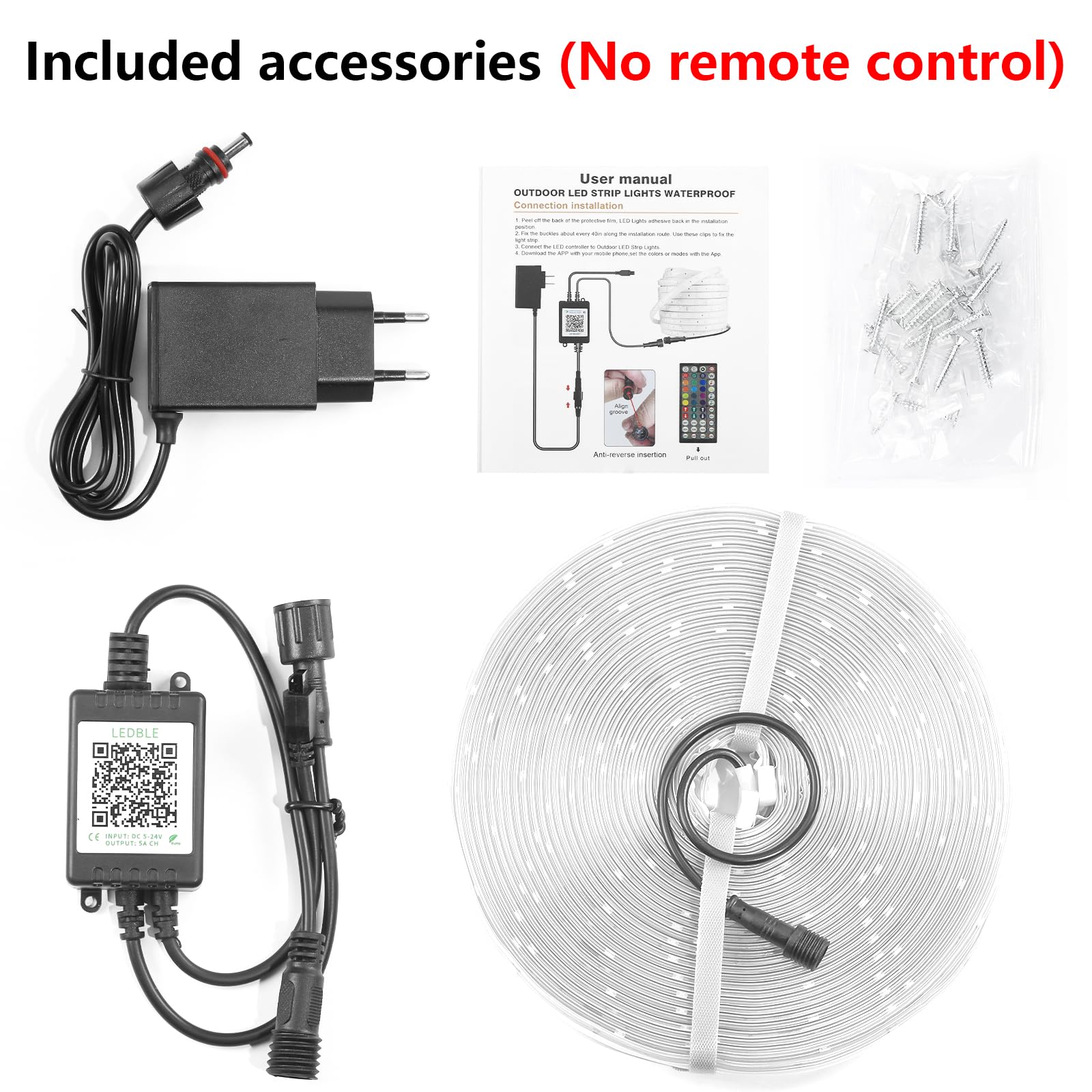 Outdoor LED Strip, Smart IP67, Music Sync, App Control, Wall Mount, RGB, Waterproof, for Balcony, Garden, Bedroom, Christmas, Halloween（30 meter）