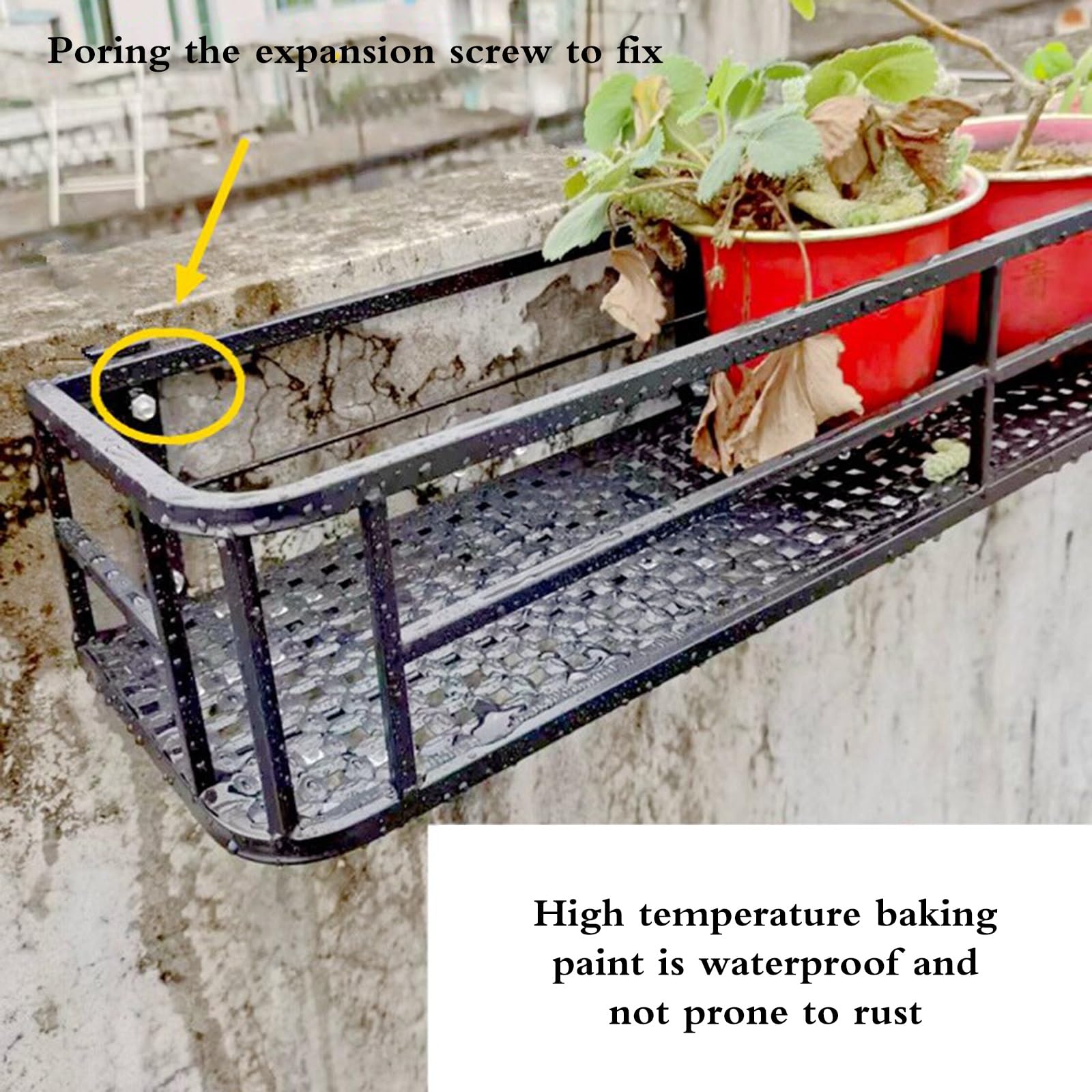 Mensola per Piante da Parete – Portavasi da Balcone per Interni/Esterni, Organizer Decorativo da Parete per Casa E Giardino, Supporto per Fioriera con Griglia in Metallo(50 * 30 * 12cm)