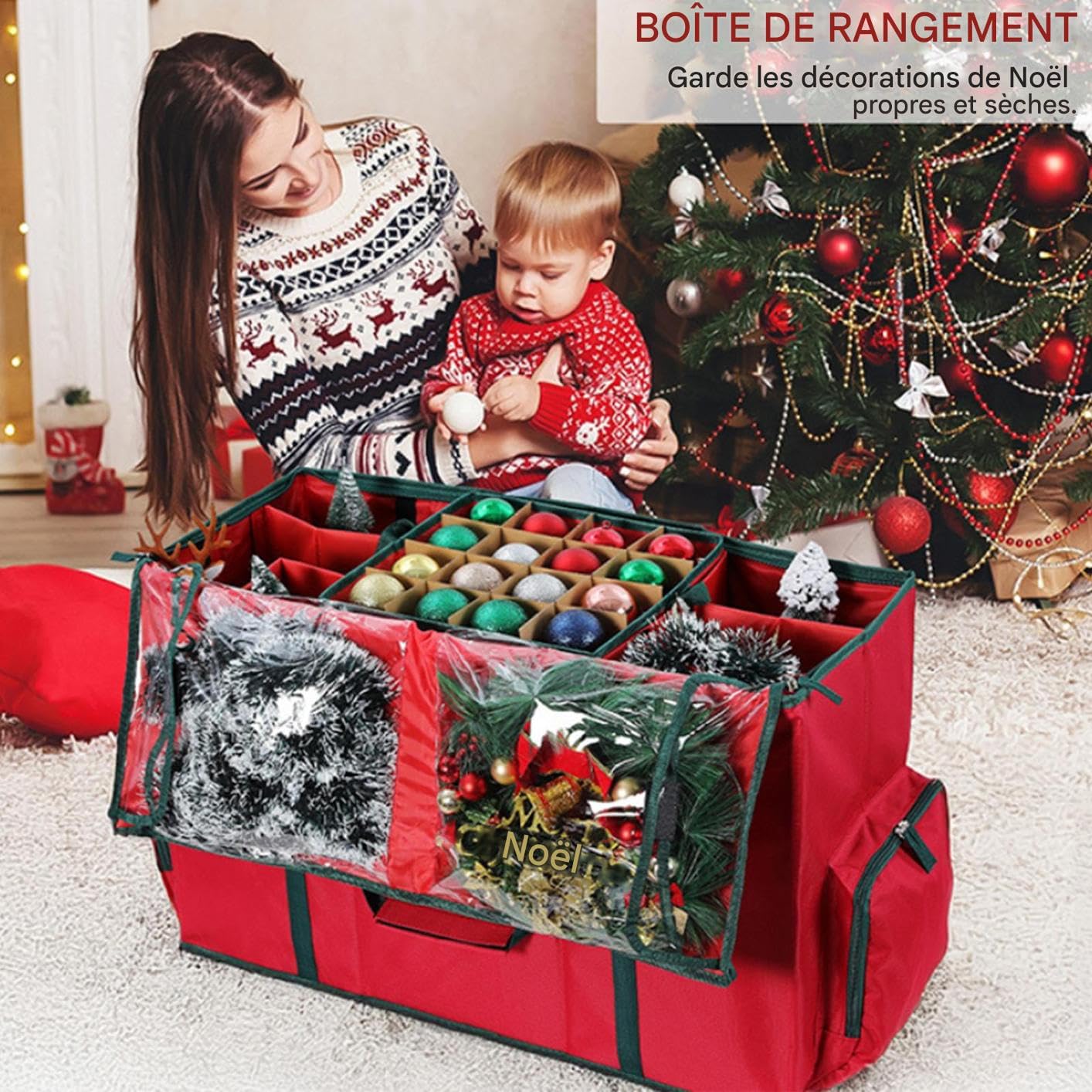 Contenitore Natalizio Organizer Decorativo Con Tasche Multiple