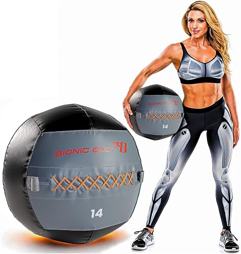 Bionic Body Soft Medicine Ball Weighted Slam Wall Ball for Cardio Workout and Core Training – Ideal for Squat, Lunge, and Partner Toss