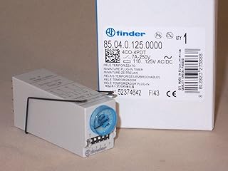 Finder 85.04.0.125.0000 4PDT 7A, 125V AC/DC Coil, Plug-In Timer Relay