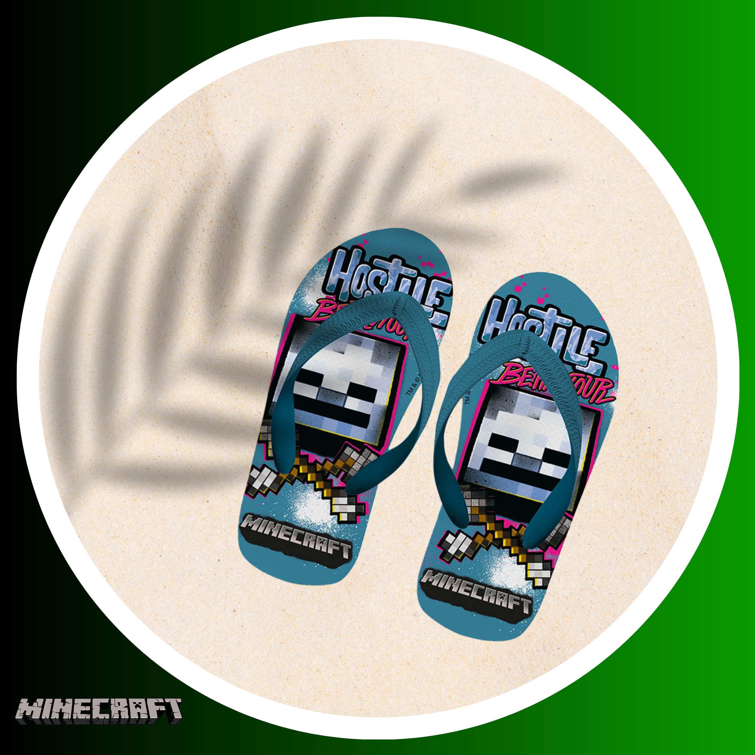 Minecraft Kinder Flip Flops, Klassisch und Leicht, Geschenk Sandalen für Jungen, Größen EU 27 bis 34