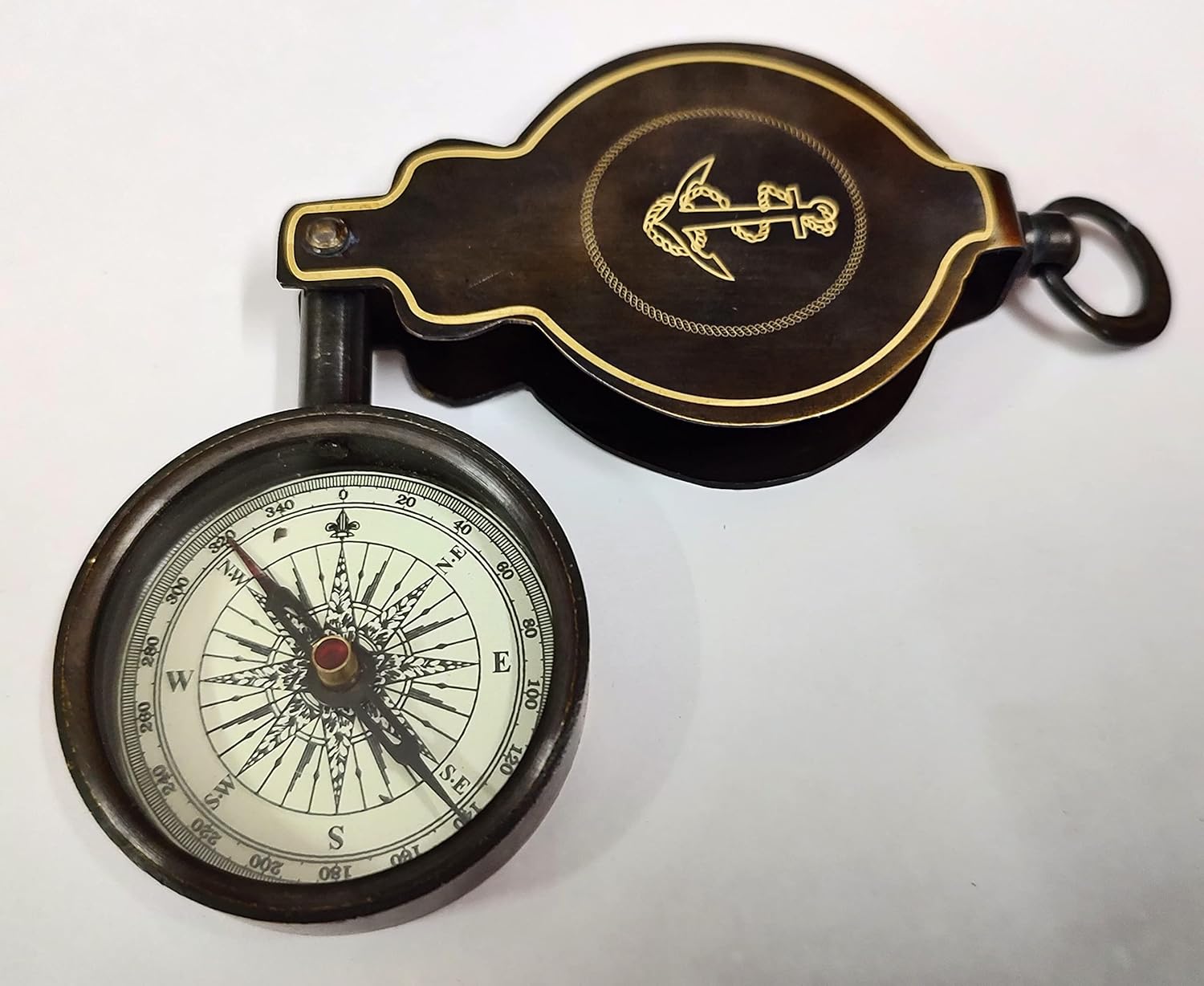 Brass Made Folding Compass Flip Out Style Pocket Compass Nautical Marine Vintage Gift