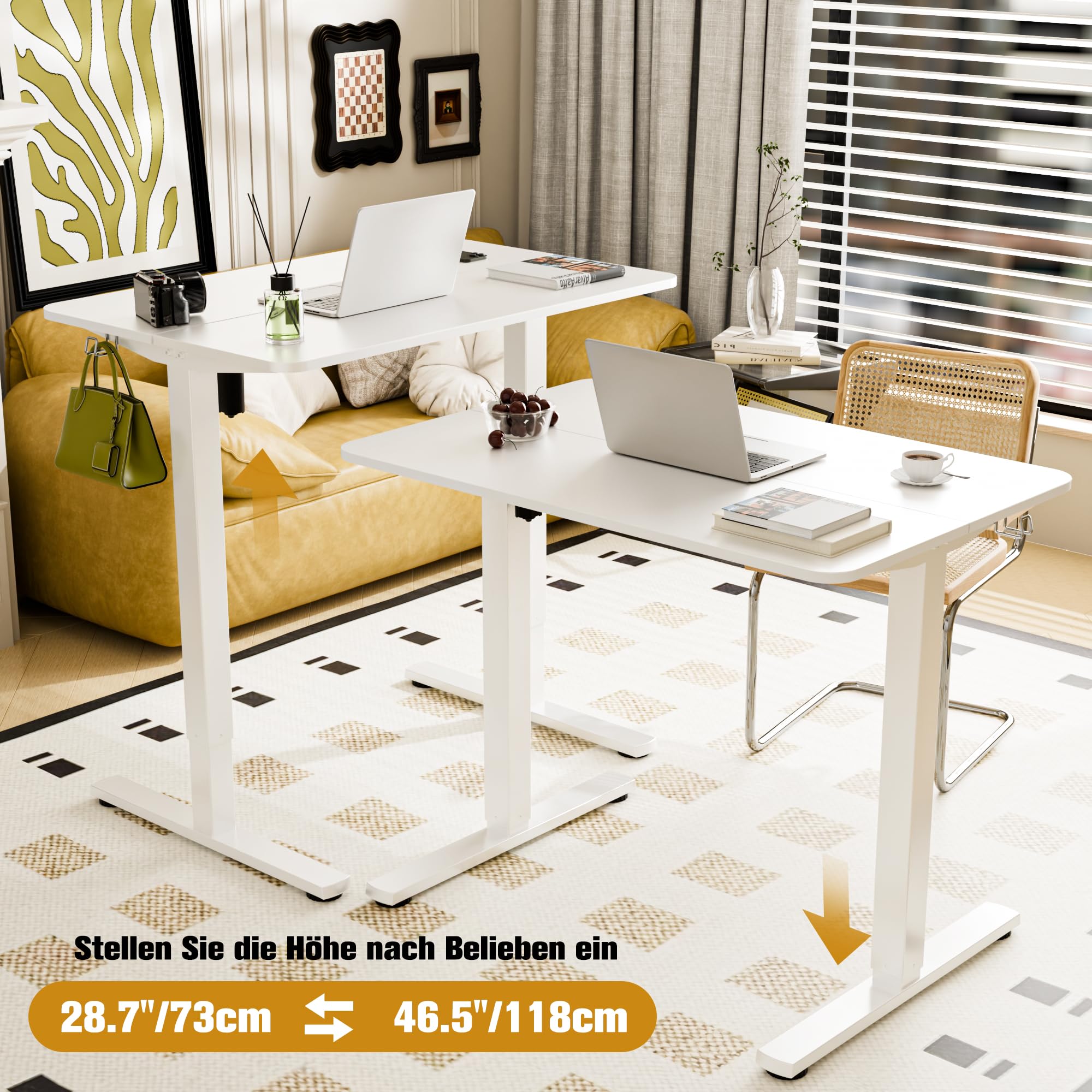 ERGOMAKER Höhenverstellbarer Schreibtisch Elektrisch für Homeoffice,90x60cm | Ergonomischer Schreibtisch, Memory-Funktion. Für Homeoffice, Lernen & Gaming. 2-teilige Platte, höhenverstellbar.