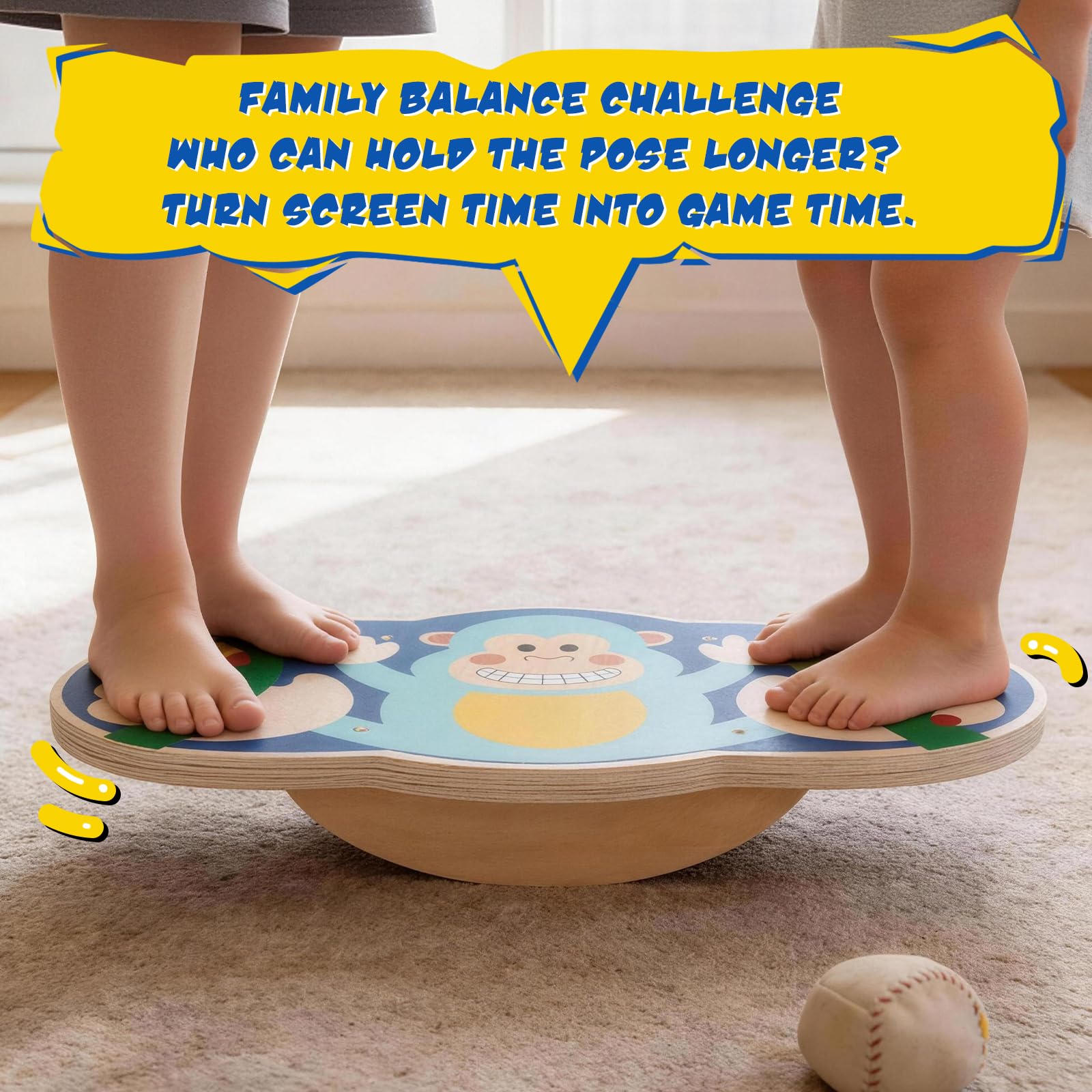 Tabla de equilibrio infantil, tabla de equilibrio de madera, tabla oscilante, equilibrio interior para niños, promueve el equilibrio y la concentración