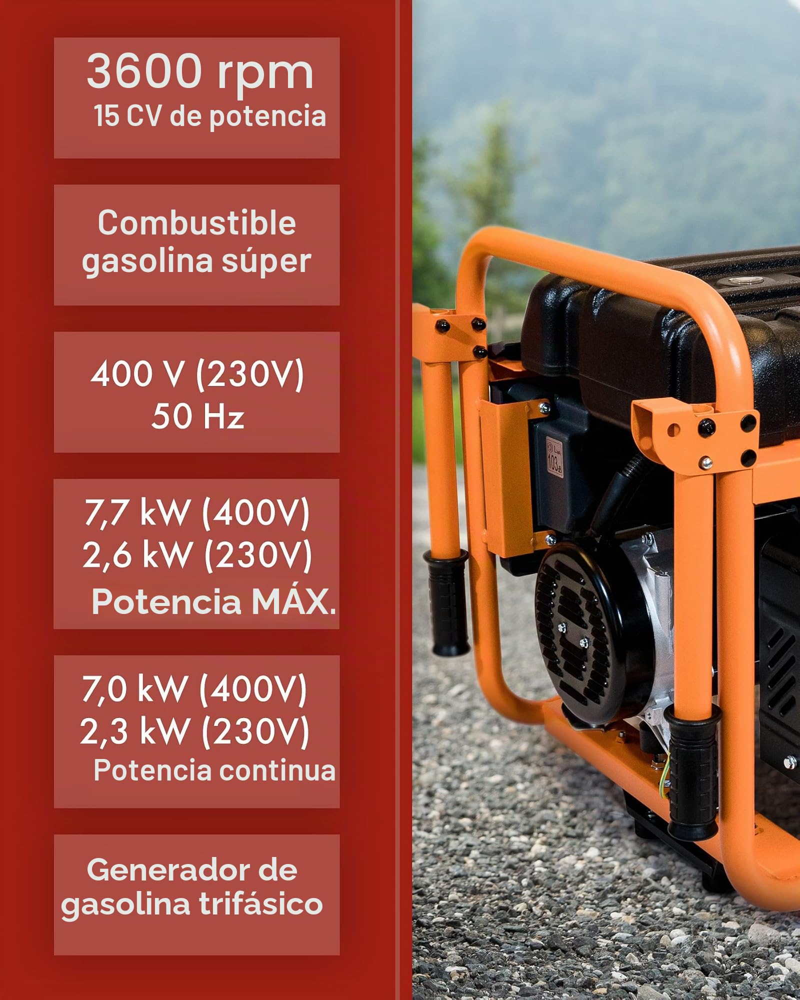 Generador de electricidad KnappWulf kw8300 de gasolina generador de electricidad trifásica 230 V + 400 V
