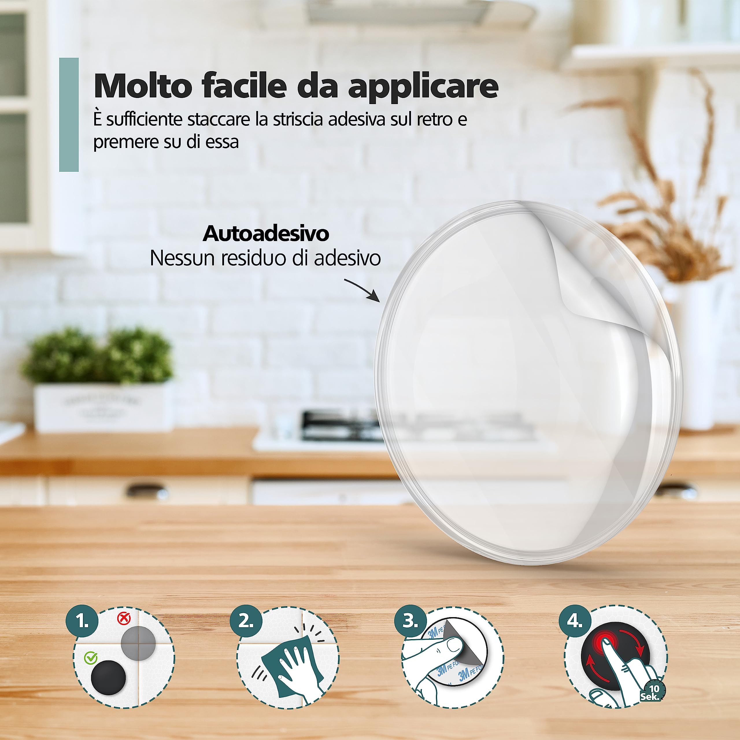 10 x Fermaporta 40 x 8 mm Trasparente - - Paracolpi autoadesivi per porte - - Paracolpi elastici per pareti - - Per proteggere pareti e mobili - - Paracolpi per la maniglia della porta