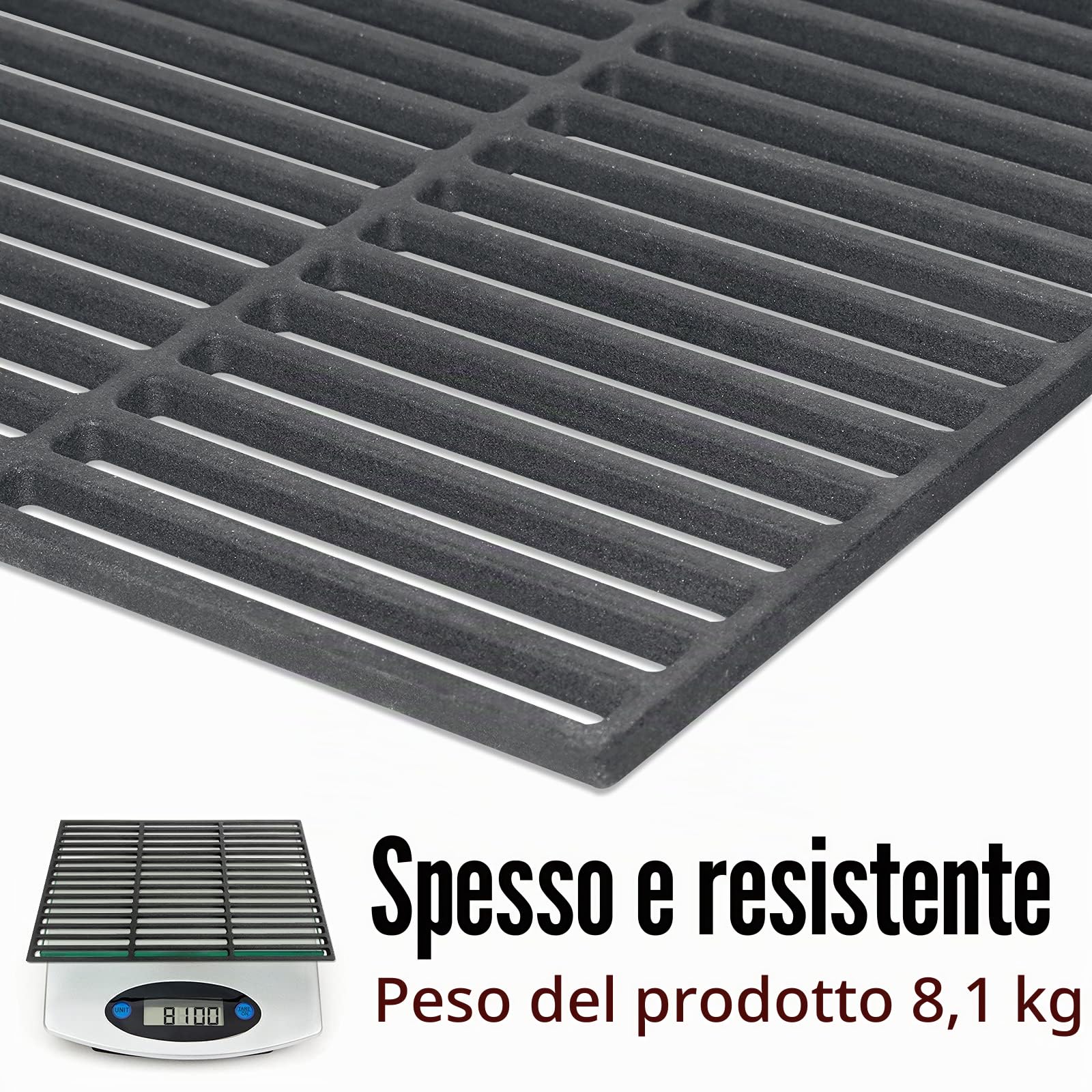 YUENFONG Griglie in ghisa, griglia Quadrata Smaltata, Accessori per griglia in ghisa per Barbecue, Grill a Gas, griglia a Carbone (60 x 40 cm)