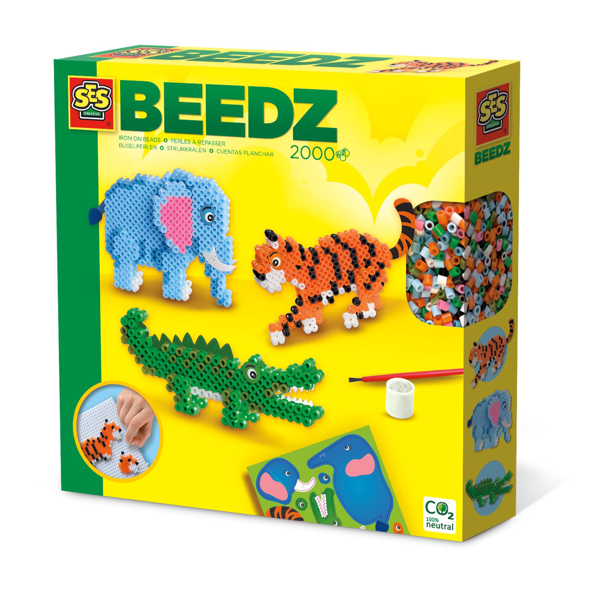 Ses Creative Beedz Safari Animals 2000 Iron-On Beads Mosaic Art Kit - 06260