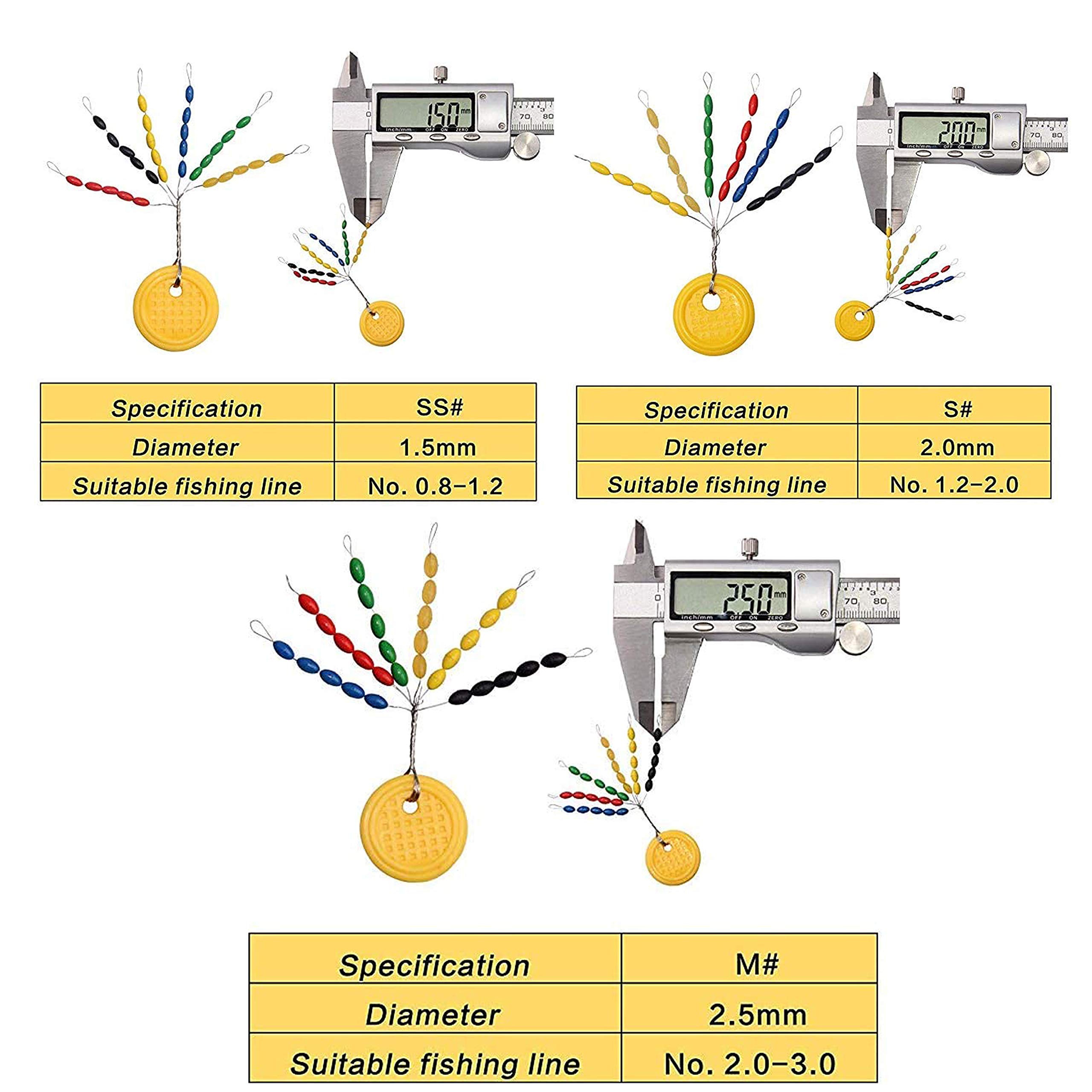 Fishing Bobber Stoppers Rubber Bobber Beads Stopper 30 in 1 Oval Floats Sinker Stops Fishing Line Stoppers for Rigging SS, S, M, L, LL (SS#)