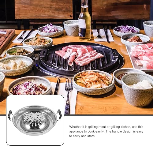 Miniatura 6 de Didiseaon Sartén coreana para barbacoa tailandesa Shabu, bandeja de acero inoxidable para parrilla, para acampar, barbacoa, para verduras, ajo,