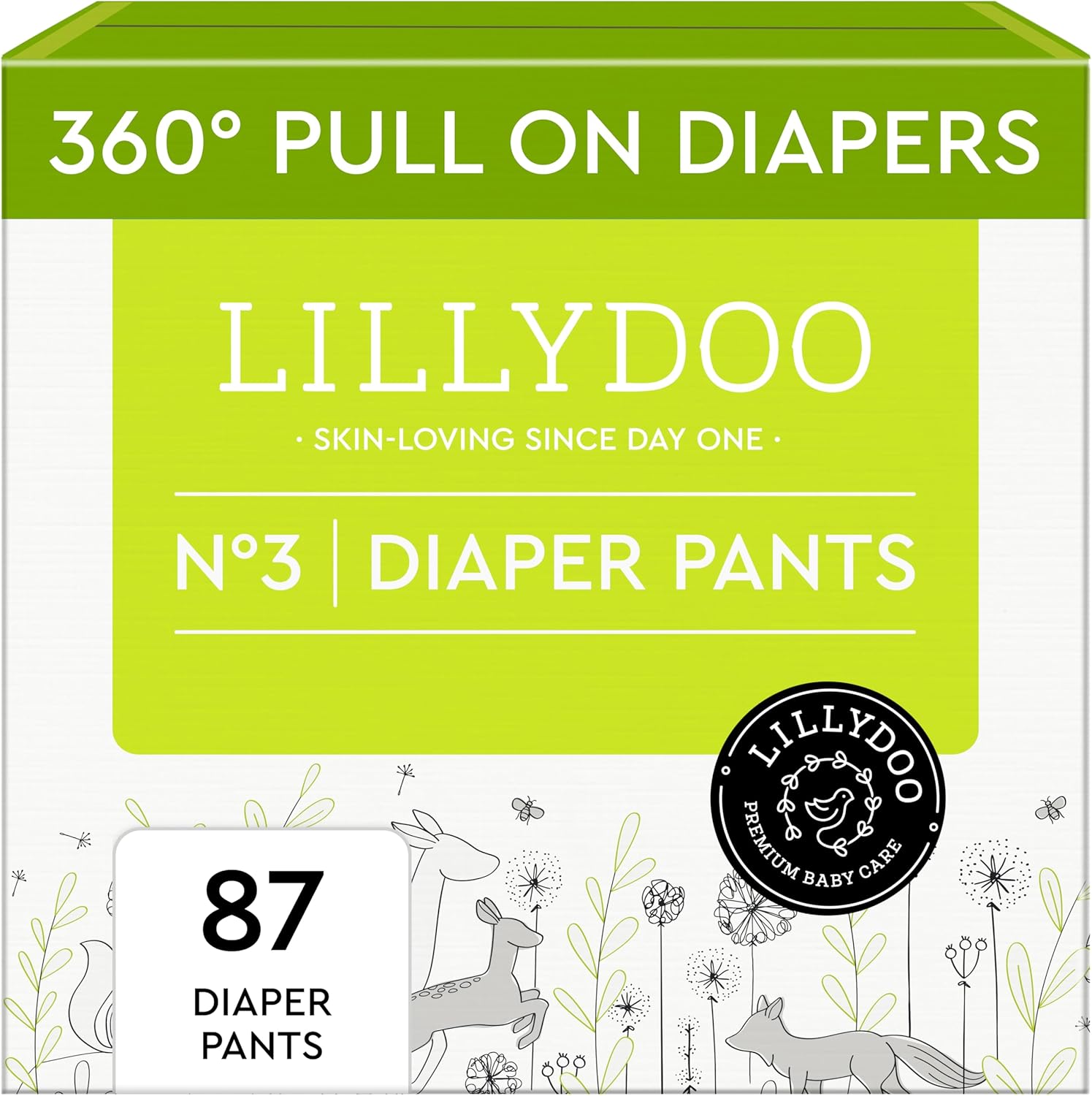 Diaper Pants Toddlers - Size 3 (13-22 lbs), Half-Monthly Supply (87 Count), Skin-Friendly, Ultrasoft, Chlorine-Free, Snug Fit & Absorbent Pull On Diapers