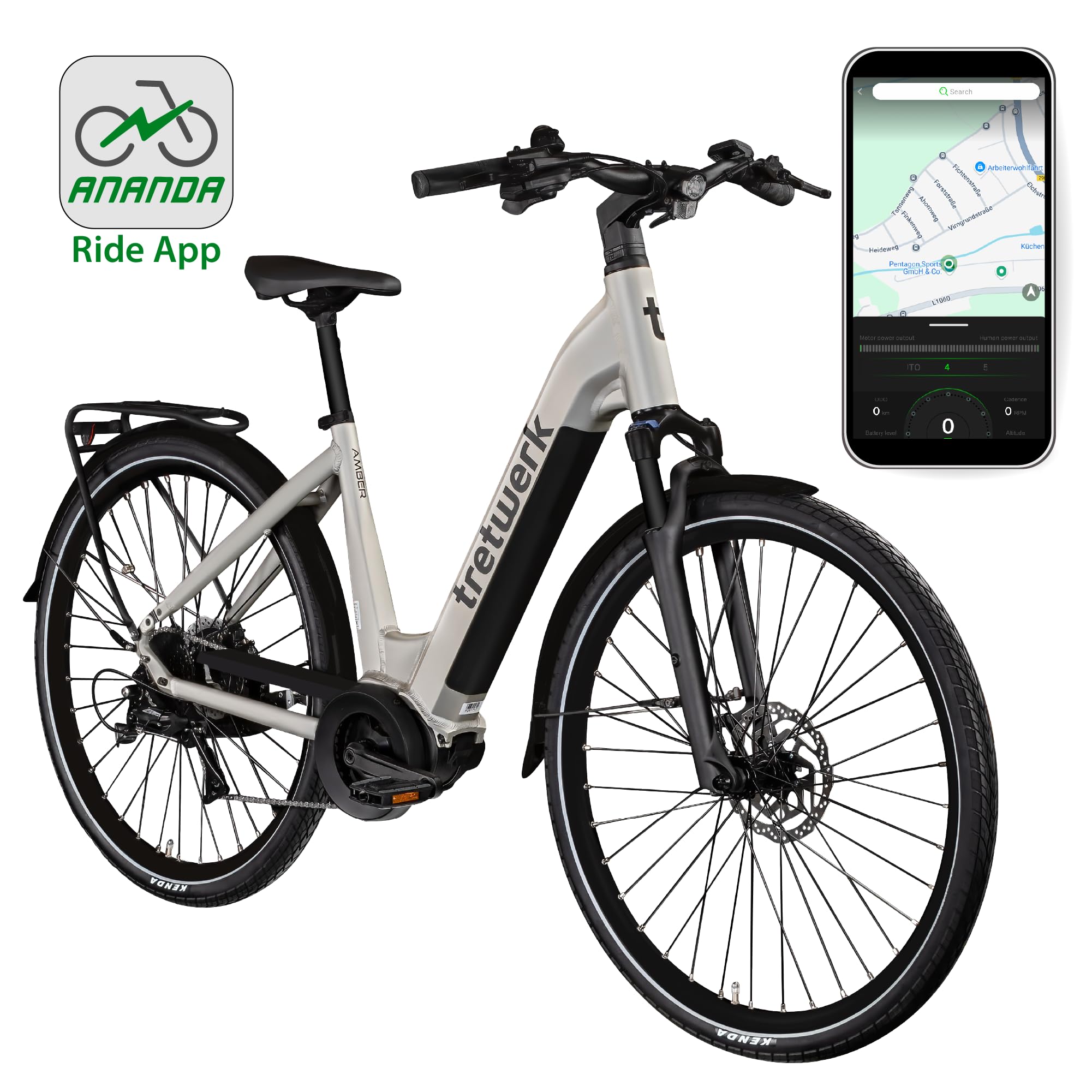 TRETWERK 28 Zoll E-Bike Damen Fahrrad Trekkingbike - Amber - Pedelec Damenfahrrad mit 8 Gang Schaltung - Elektrofahrrad Mittelmotor