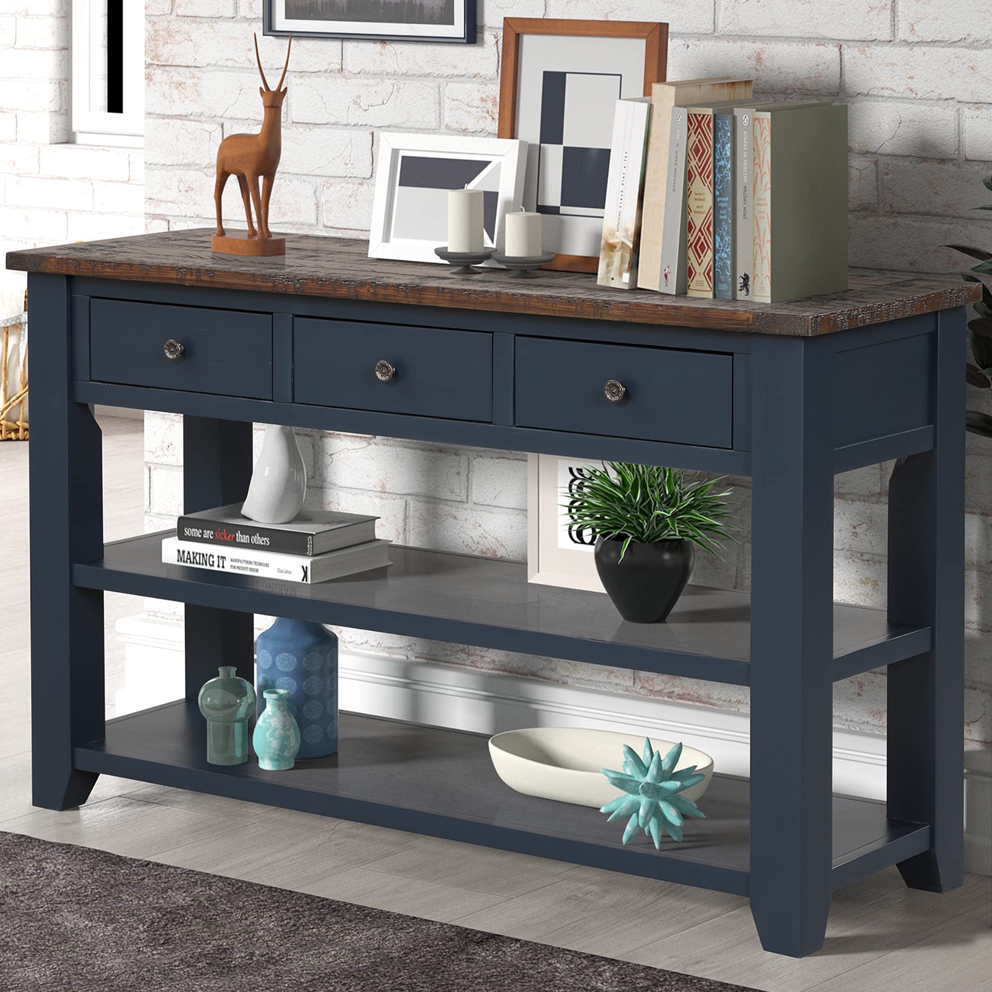 Buy INMOZATA 48" Solid Wood Console Table,FarmhouseStyle Entryway Sofa