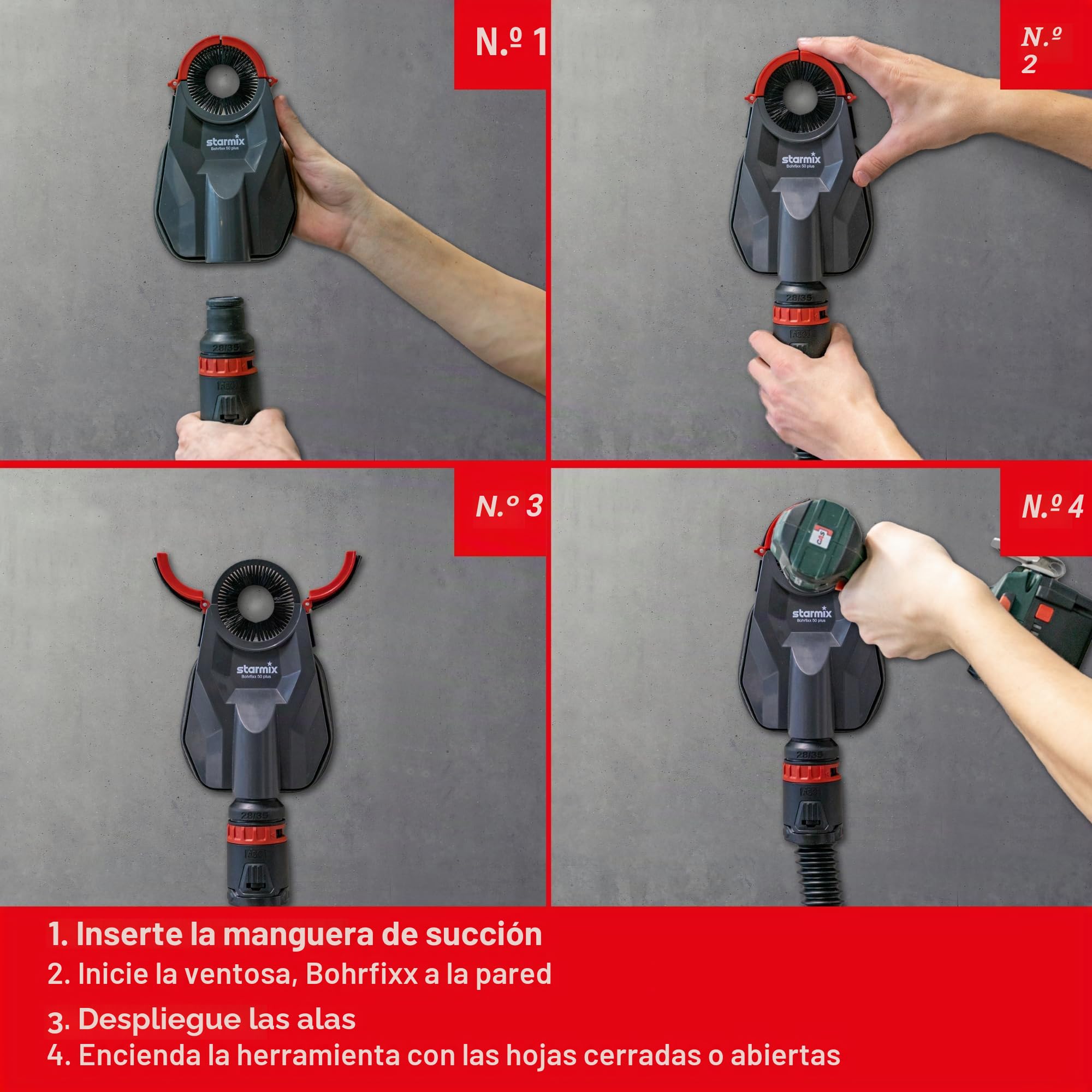 Starmix Bohrfixx 60 Plus 110134 - Boquilla para polvo de perforación, se adhiere incluso a la pared, también adecuada para taladros más grandes