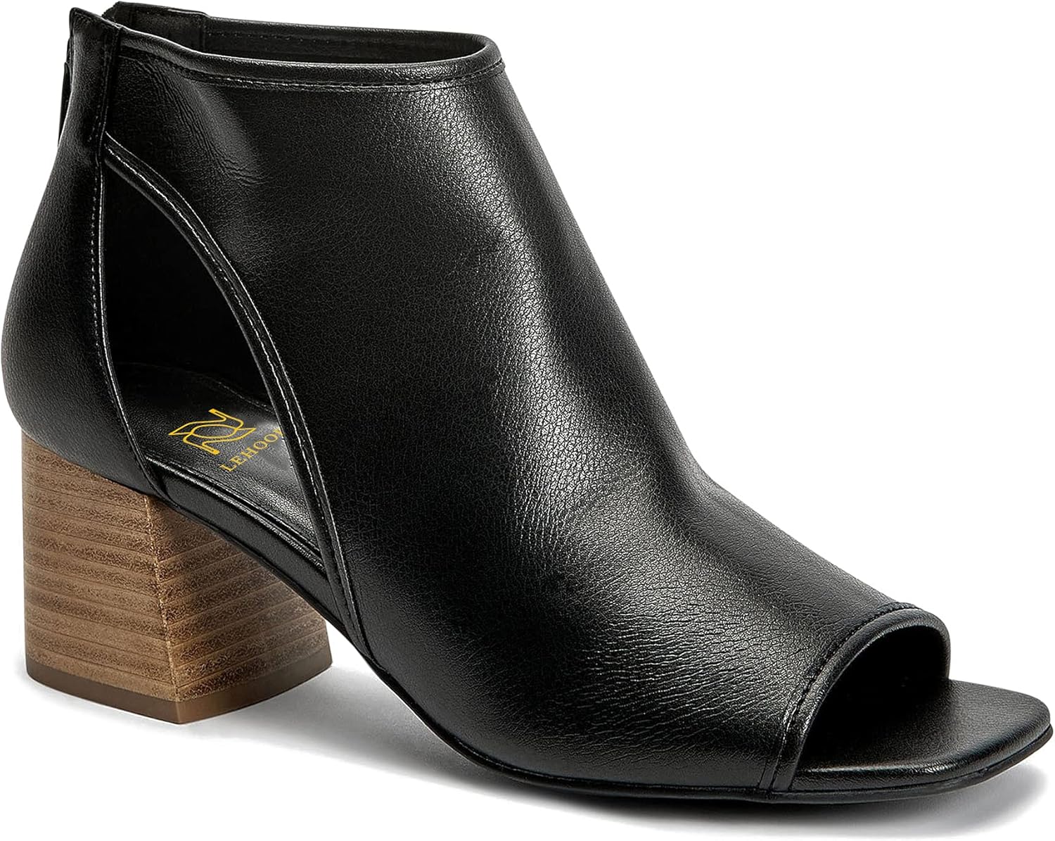 LEHOOR Women Chunky High Heel Booties Suede Open Toe Side Cut-Out Ankle Boots Back Zipper Matte 2” Block Stacked Heel Summer Casual Dress Heeled Ankle Sandal Booties Size 4-13 M US - Image 4