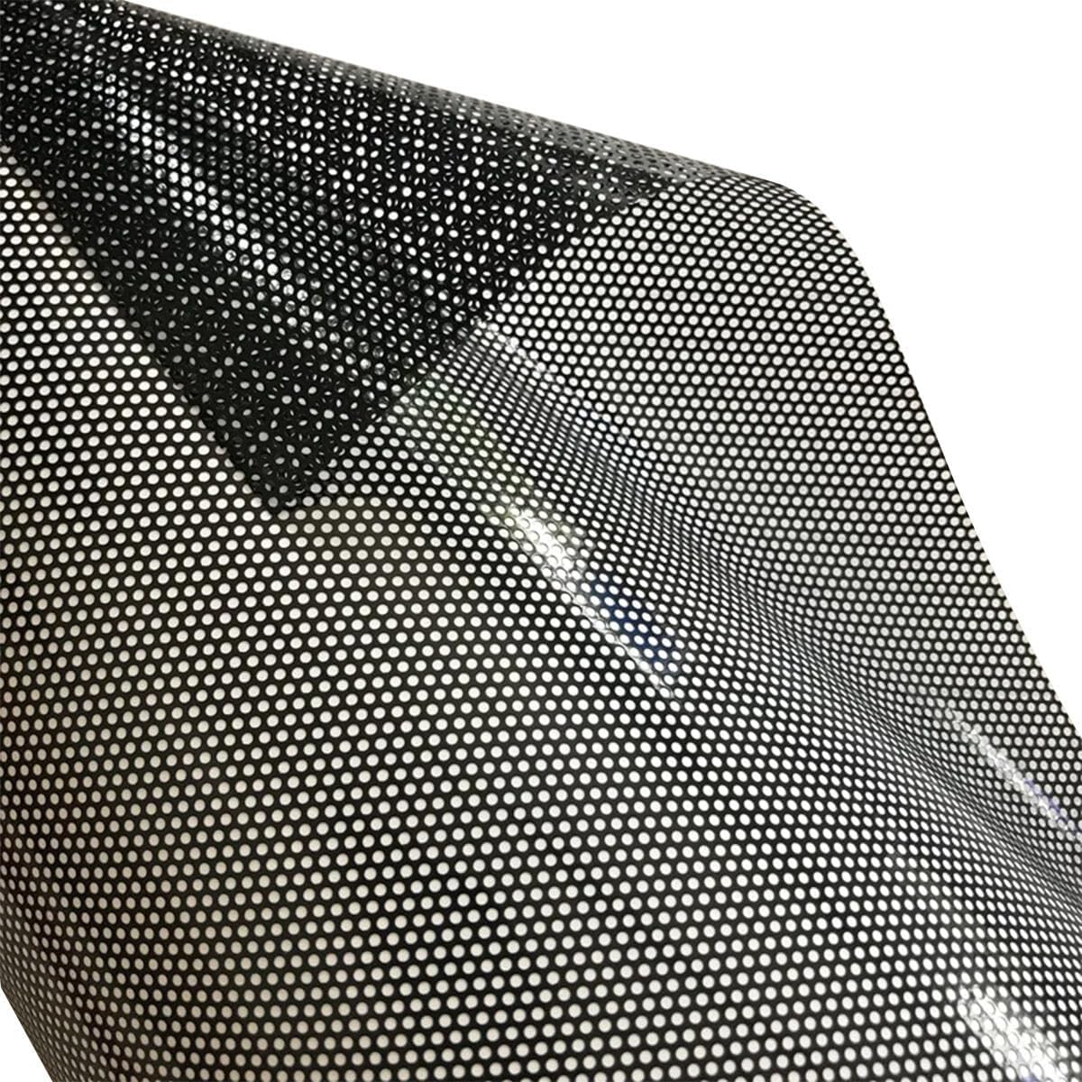 Queenbox 7.8x59in One-Way Perforated Window Film, Mesh Hole Self Adhesive Privacy Sticker Glass Wrap for Car Home Office, Black