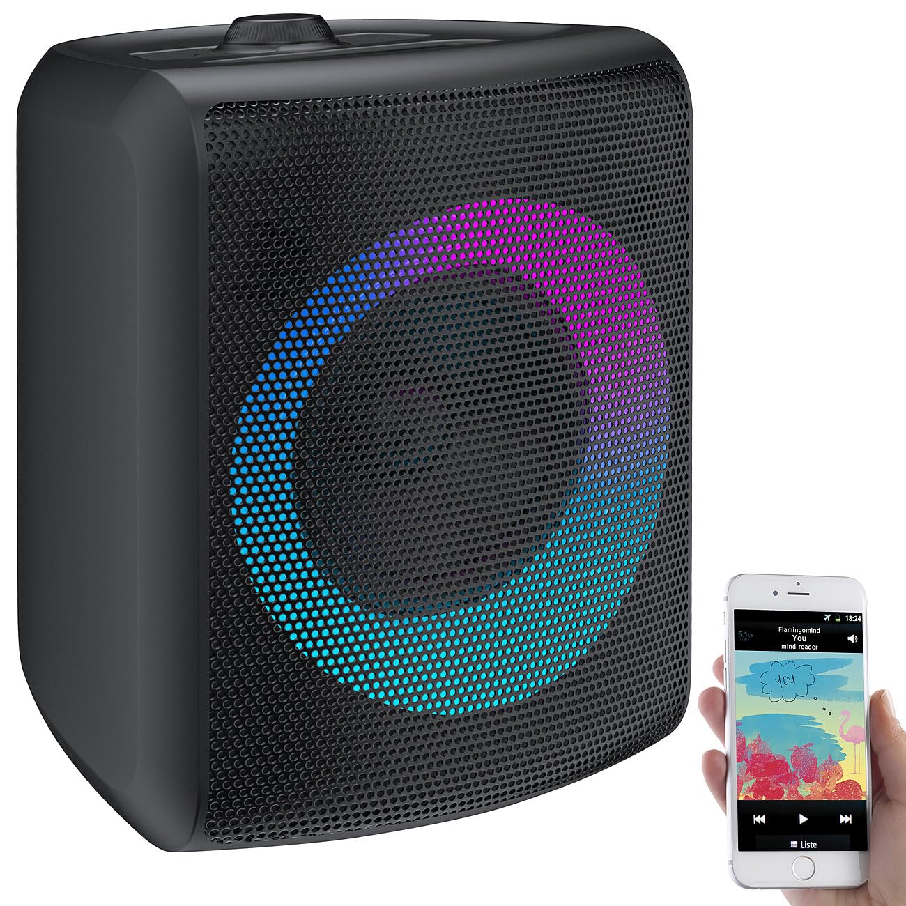 auvisio Box, Bluetooth: Mobile Outdoor-PA-Partyanlage & -Bluetooth-Boombox, Lichteffekte, 140W (Party Lautsprecher, Outdoor Lautsprecher, DJ)