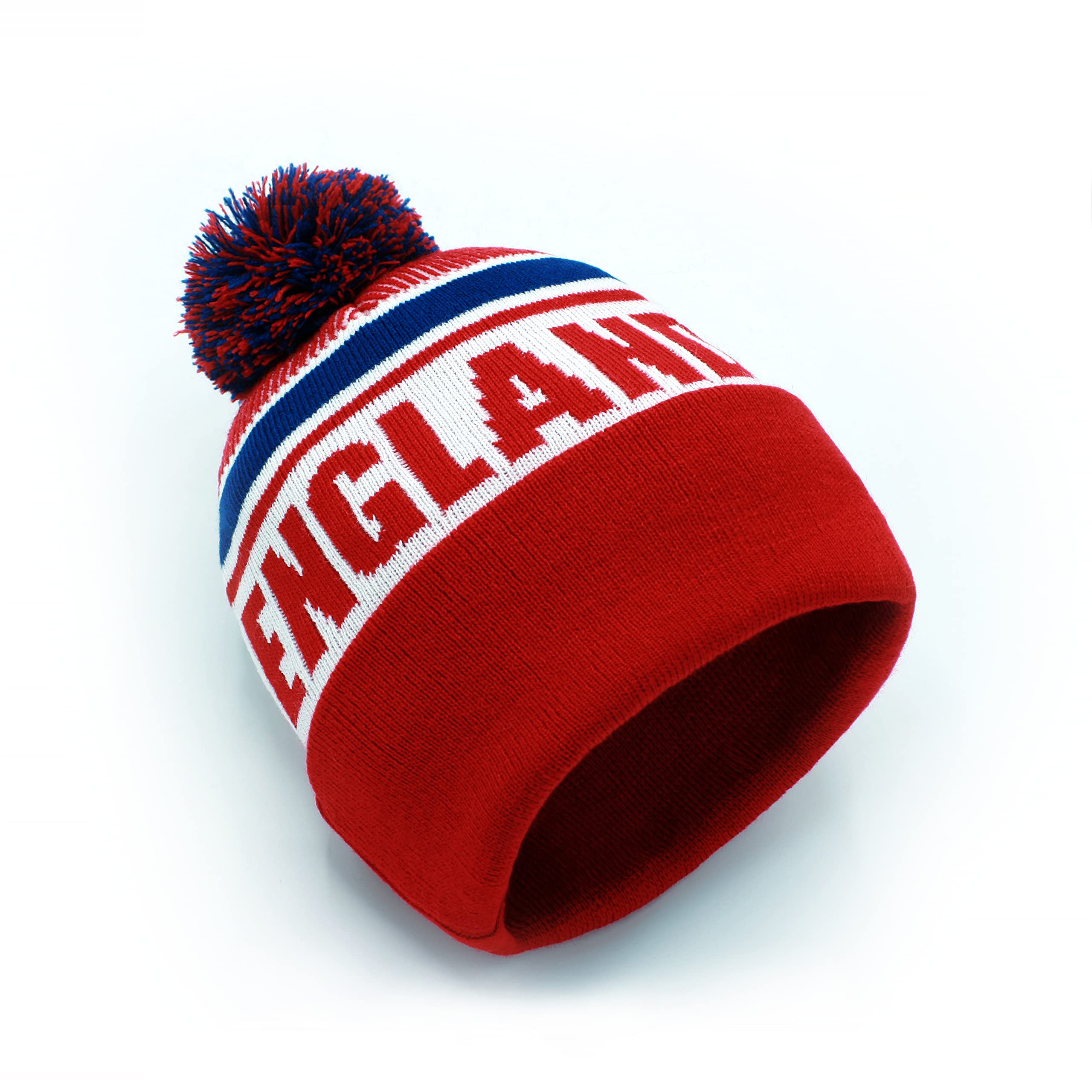 Strength & Honour Unisex Red, White And Blue England Fa Ski Hat Bobble Beanie Red White Merchandise Gift Secret Santa