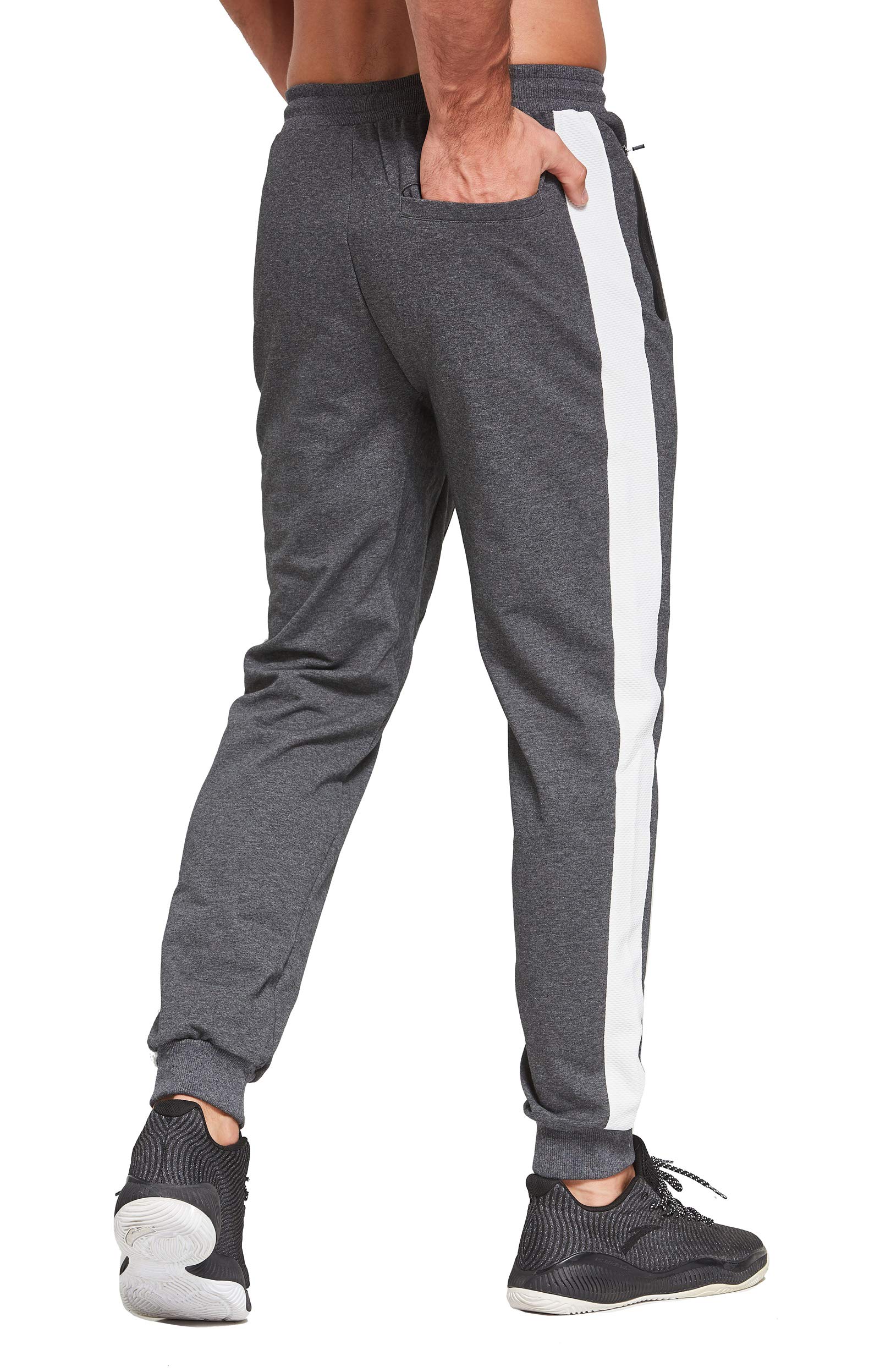 Tansozer - Pantaloni da jogging da uomo, vestibilità aderente, tasche con cerniera