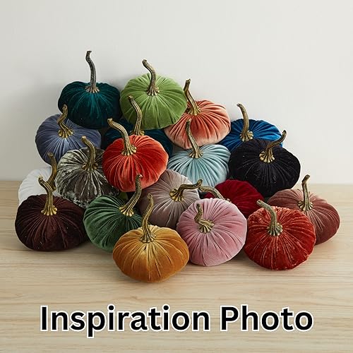 Miniatura 8 de Set of 3 Small Velvet Pumpkins, Handmade Home Decor, Holiday Mantle Decor, Fall Halloween Thanksgiving Centerpiece, Wedding Centerpiece Decor (Gray,