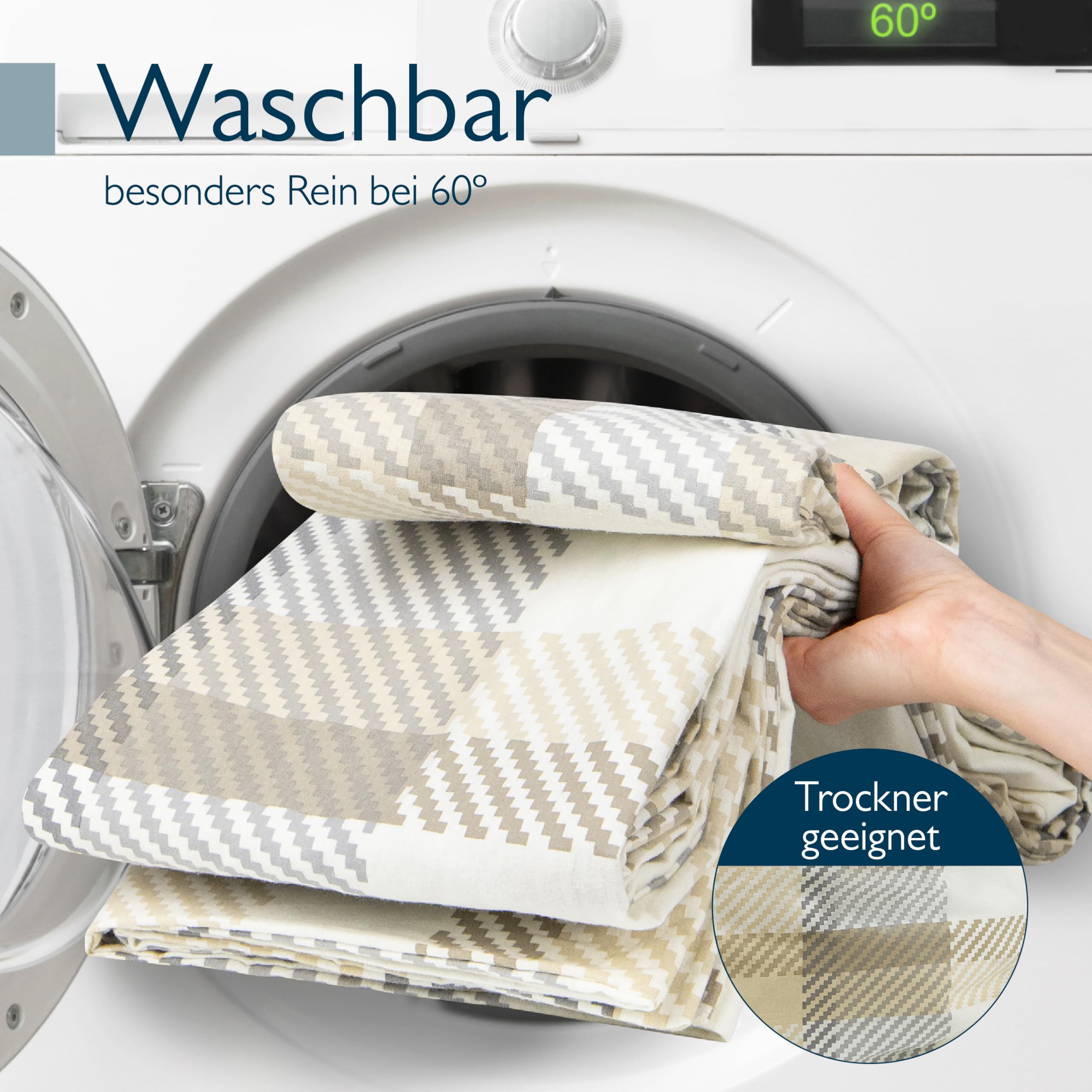 Beautissu Biber Bettwäsche 4teilig Flanell Winterbettwäsche Biberbettwäsche | 135x200cm Beige warme Feinbiber Bettbezug & Kissenbezug 80x80cm Bettwäsche-Sets warm Winter Set Mira