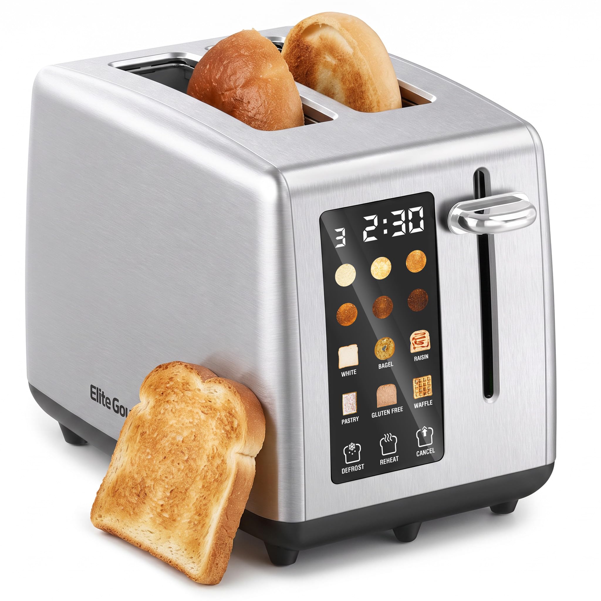 Elite Gourmet 2-Slice Toaster, Digital Countdown, Extra-Wide Slots