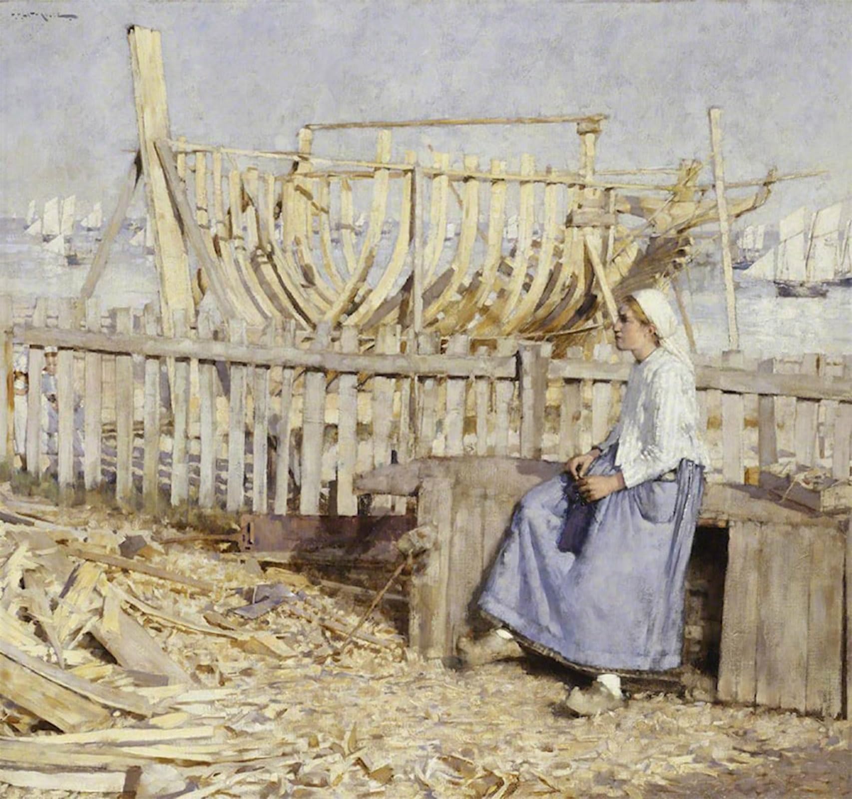 POSTERIIk Famous Animal Posters Vintage Picture the Boat Builder's Yard by Henry Herbert La Thangue Modern Wall Decor for Home Decor 60x90cm