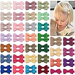 CLLOT Hair Clips, 70PCS Baby Girls Fully Lined Baby Bows Hair Pins Tiny 2\' Hair Bows Alligator Clips for Infants Toddlers in Pairs