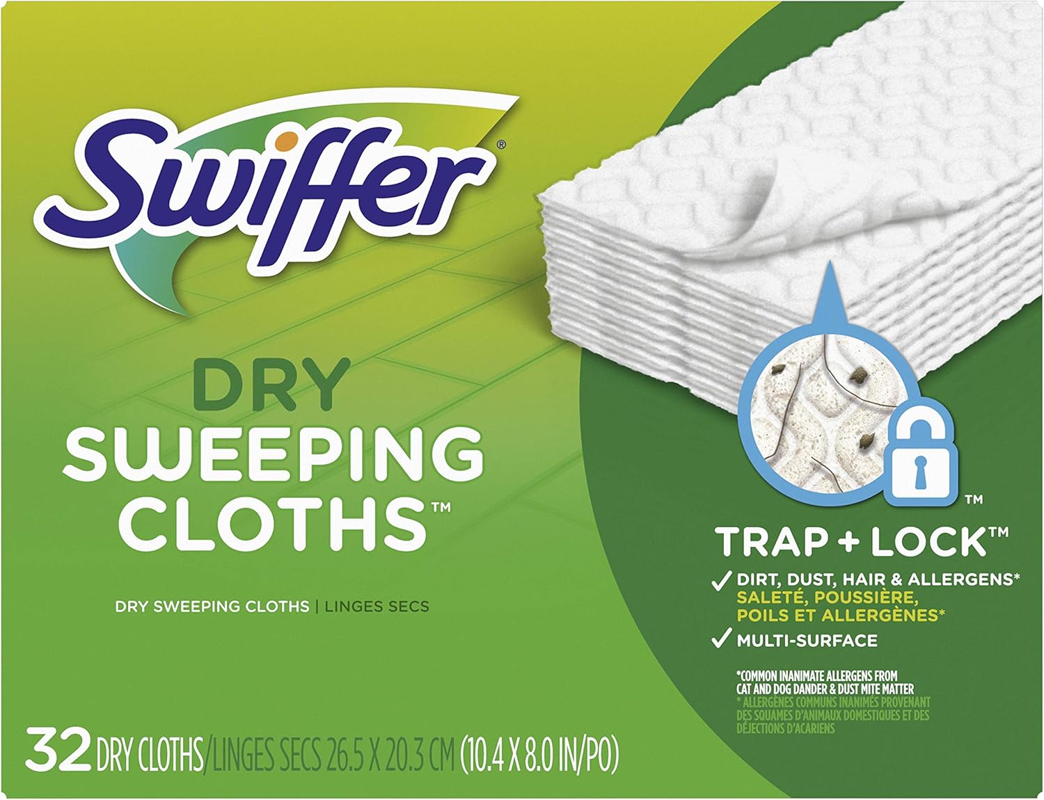 Swiffer Sweeper Dry Sweeping Pad Refills for Floor mop Unscented 32 Count (Pack of 3)