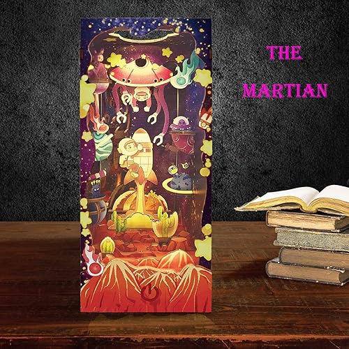 Miniatura 2 de Spilay Kit de montaje de rincón de libro en miniatura para casa de muñecas, rompecabezas de madera 3D con luz sensor, kit de creatividad para