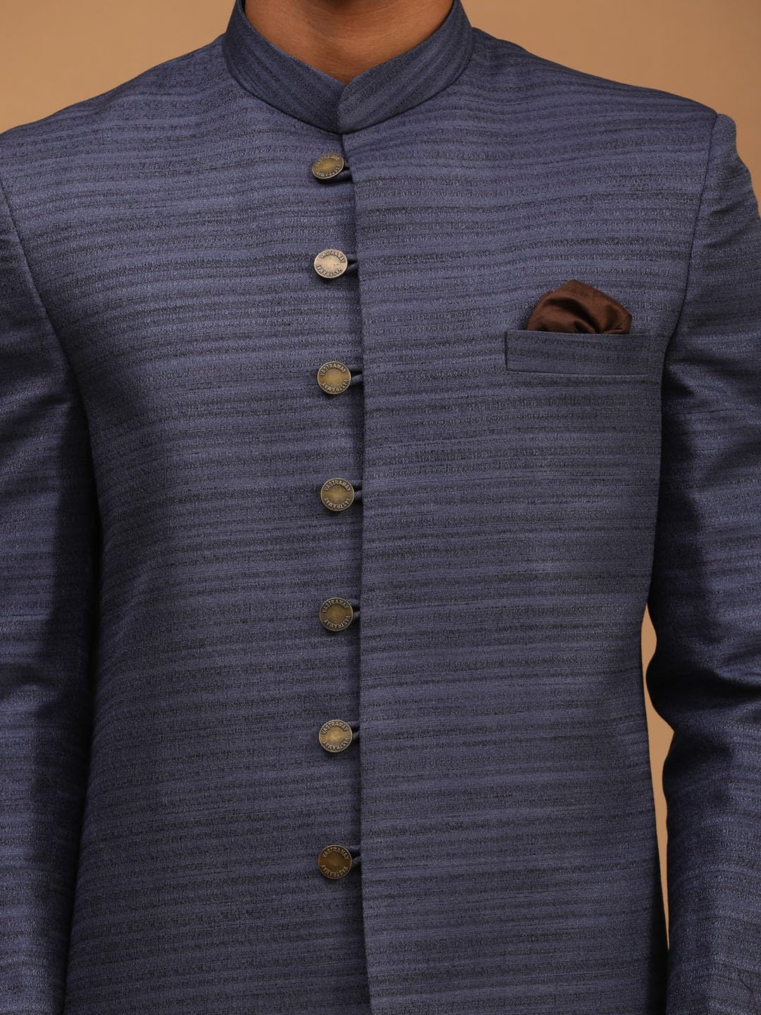 VASTRAMAY Sherwani-Set für Herren, Beige und Braun, Seidenmischung