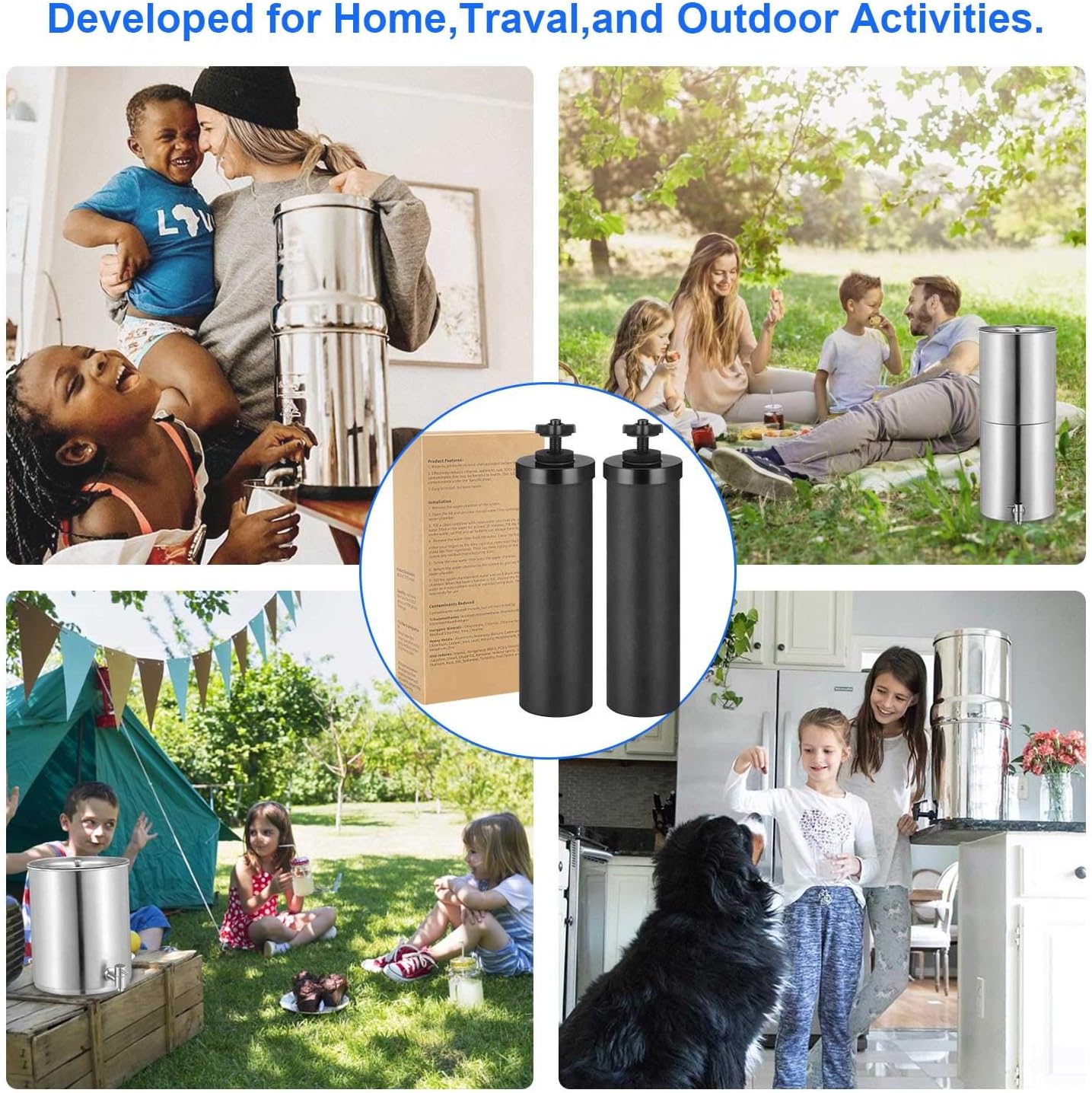 ANYHOW BB9-2 Water filter , Black Purification Elements,Water Purifier Replacement Filters，Compatible with Gravity Filter System,Doulton Super Sterasyl and Propur Traveler, King, Big Series -2 Pack: Tools & Home Improvement