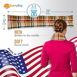 SunnyBay Microwave Heating Pad, Microwavable Moist Heated Neck and Shoulder Wrap, Versatile Weighted Beanbag Cold Pack or Warm Compress for Pain Relief, 26x4 Inches, Made in USA, London