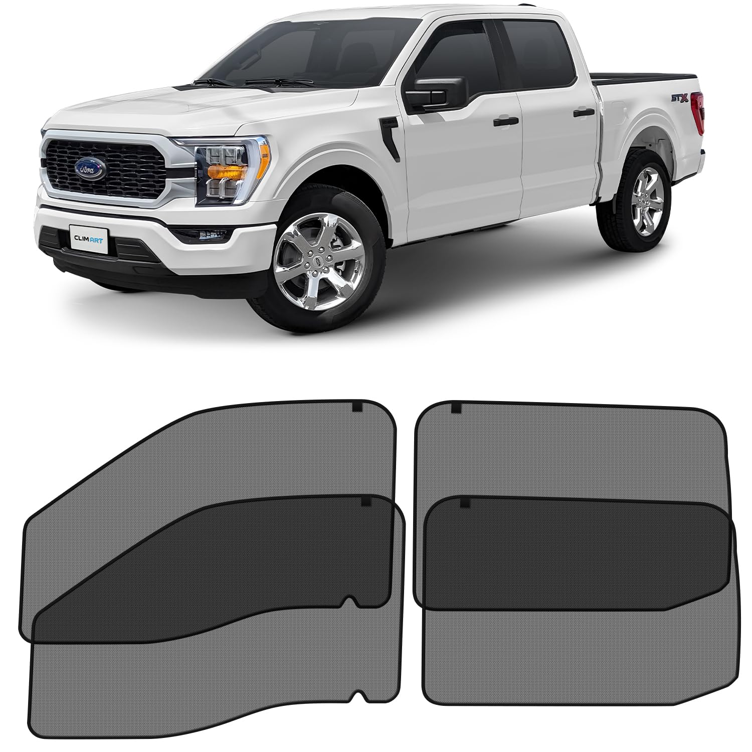 CLIM ART Magnetic Car Window Sunshade for Ford F150 2021-2024 SuperCrew, Side Glass Covers Screen, Block Sun Rays Curtains, Window Shield Sun Shade for Baby in Cars, Camping Accessories - MS0122