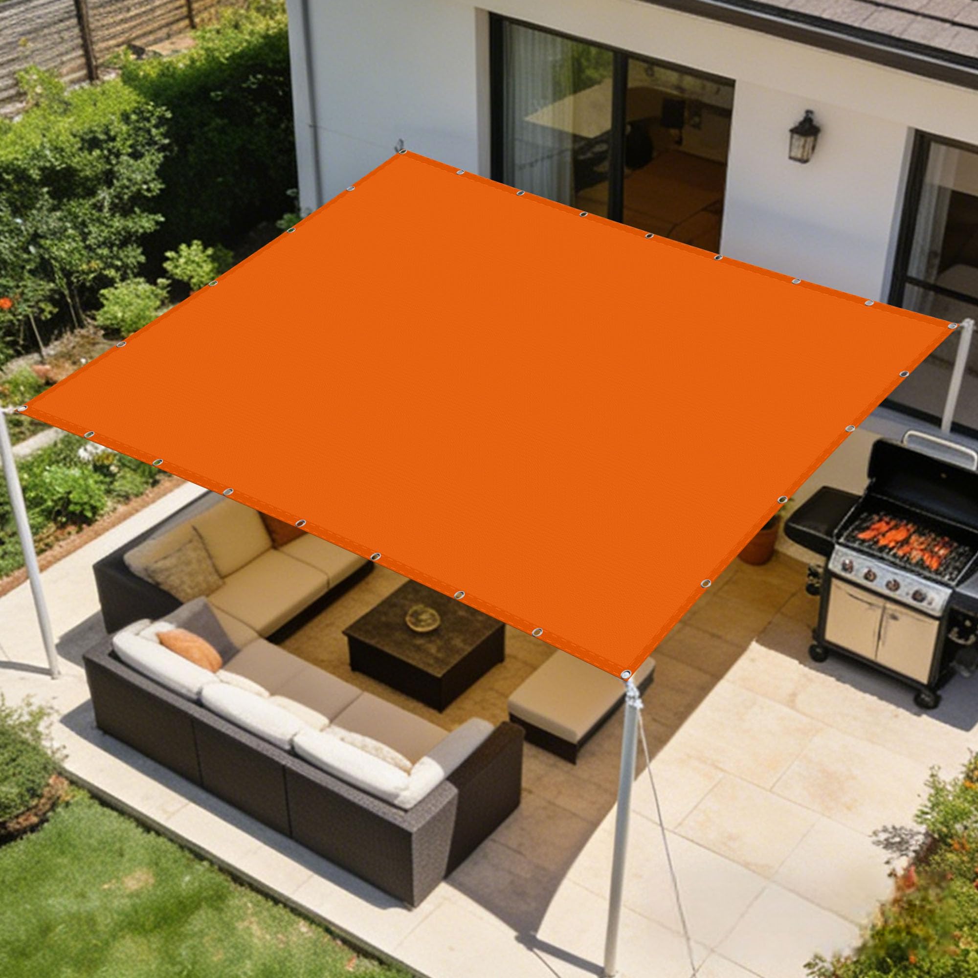 Toile ombrage imperméable résistante à l'eau 180 x 600 cm orange de balcon