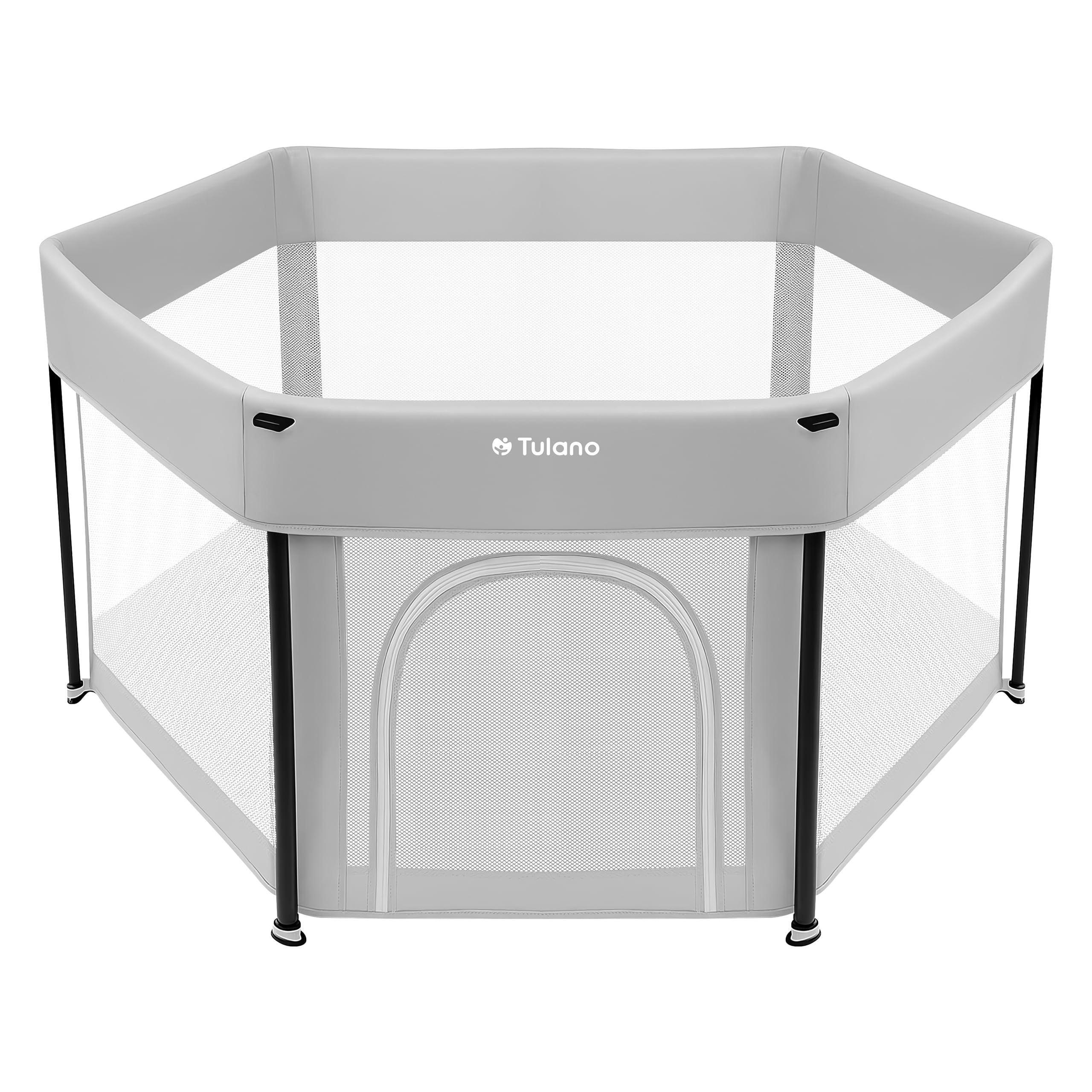 Tulano Cozy 30, parc bebe pliable, structure métallique stable, Gris | parc enfant pour usage intérieur et extérieur, parois en maille, entrée zippée, Sac de Transport, 120x120-6 à 36 mois