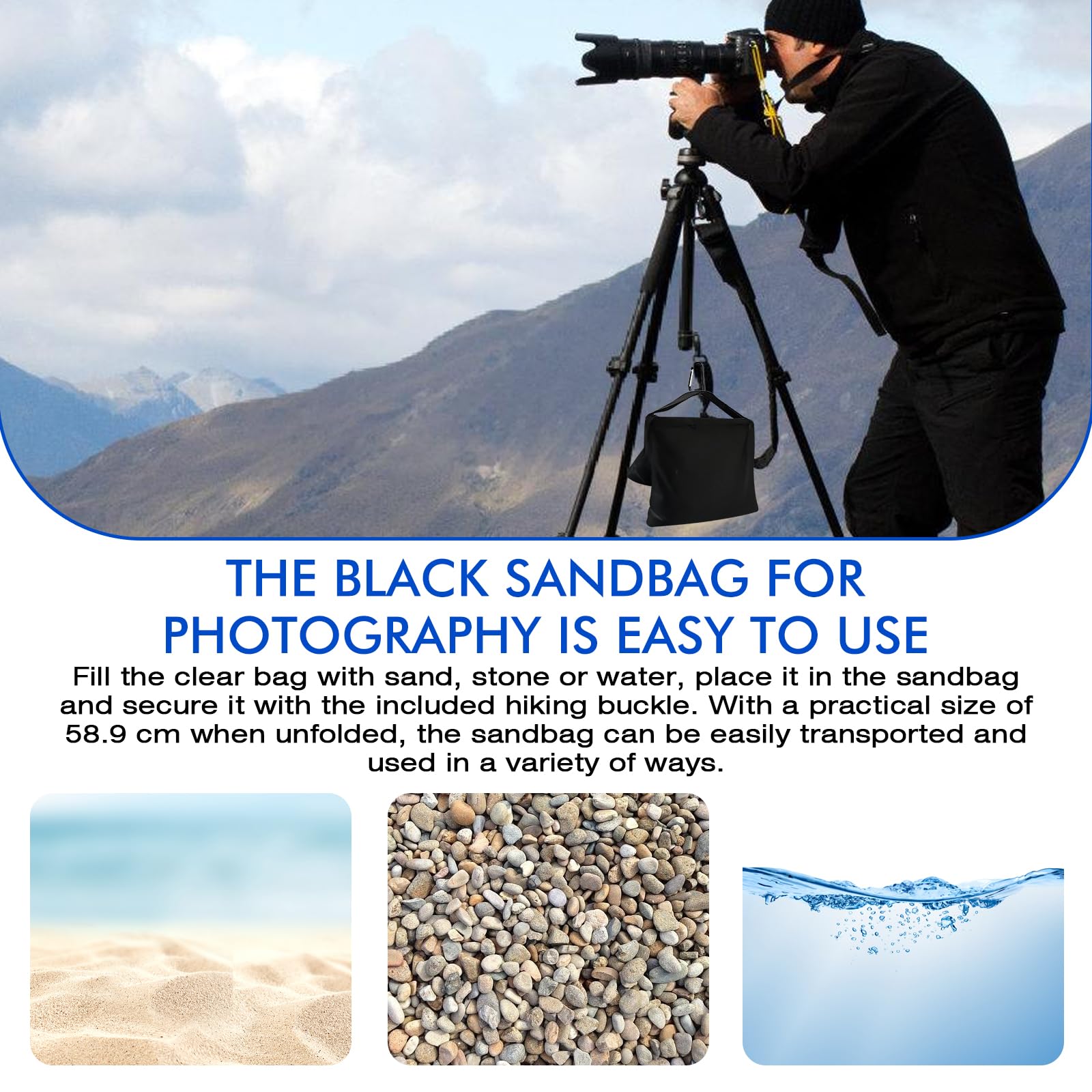 BORDEAG 4 Piezas Sacos De Arena para Fotografía, Bolsas De Arena Resistentes, Sand Bag, Sacos De Bolsa De Arena Fotográfica Adecuados para Estudio, Fotografía En Exteriores