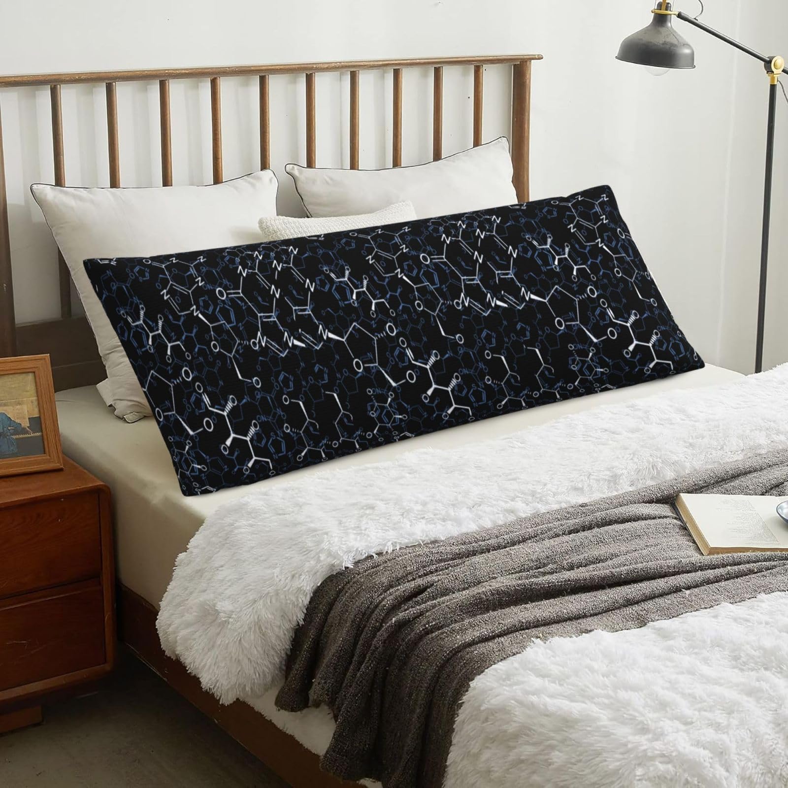 Chemical Chemistry Symbols, Body Pillow Cover with Zipper,Long Body Pillowcase 20 x 60 in