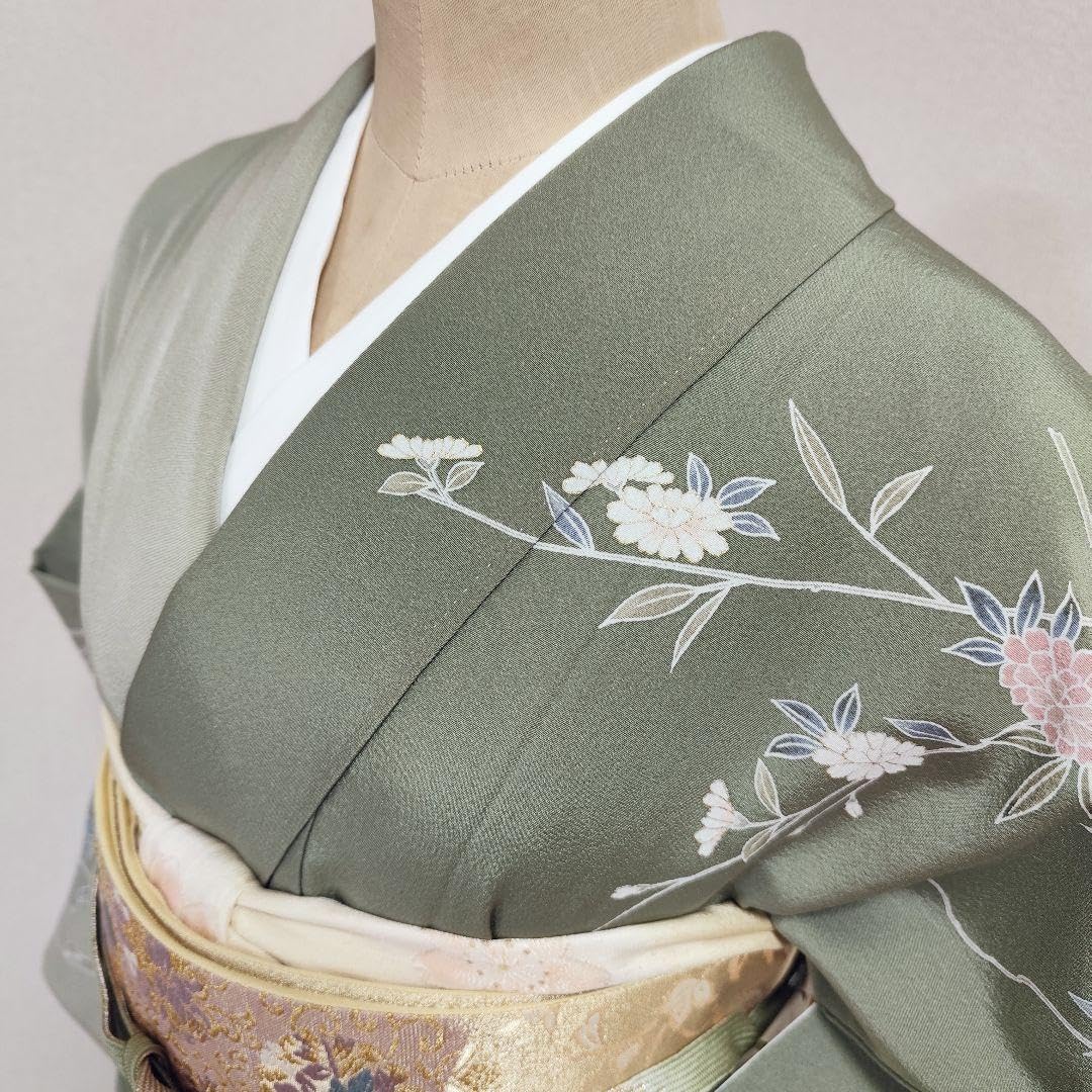 反物 米沢紬 八寸名古屋帯 さがのカーネーションスワセンイ 白色