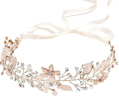 Coucoland Diadema de hada para niña de las flores, corona de cristal para la primera comunión, diadema de aliento de bebé para bodas, novias,