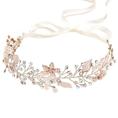 Coucoland Diadema de hada para niña de las flores, corona de cristal para la primera comunión, diadema de aliento de bebé para bodas, novias,