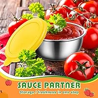 Vista 6 de 18 recipientes de aderezo de ensalada de 1.6 onzas para llevar, a prueba de fugas, reutilizables, con tapas, recipientes de acero inoxidable