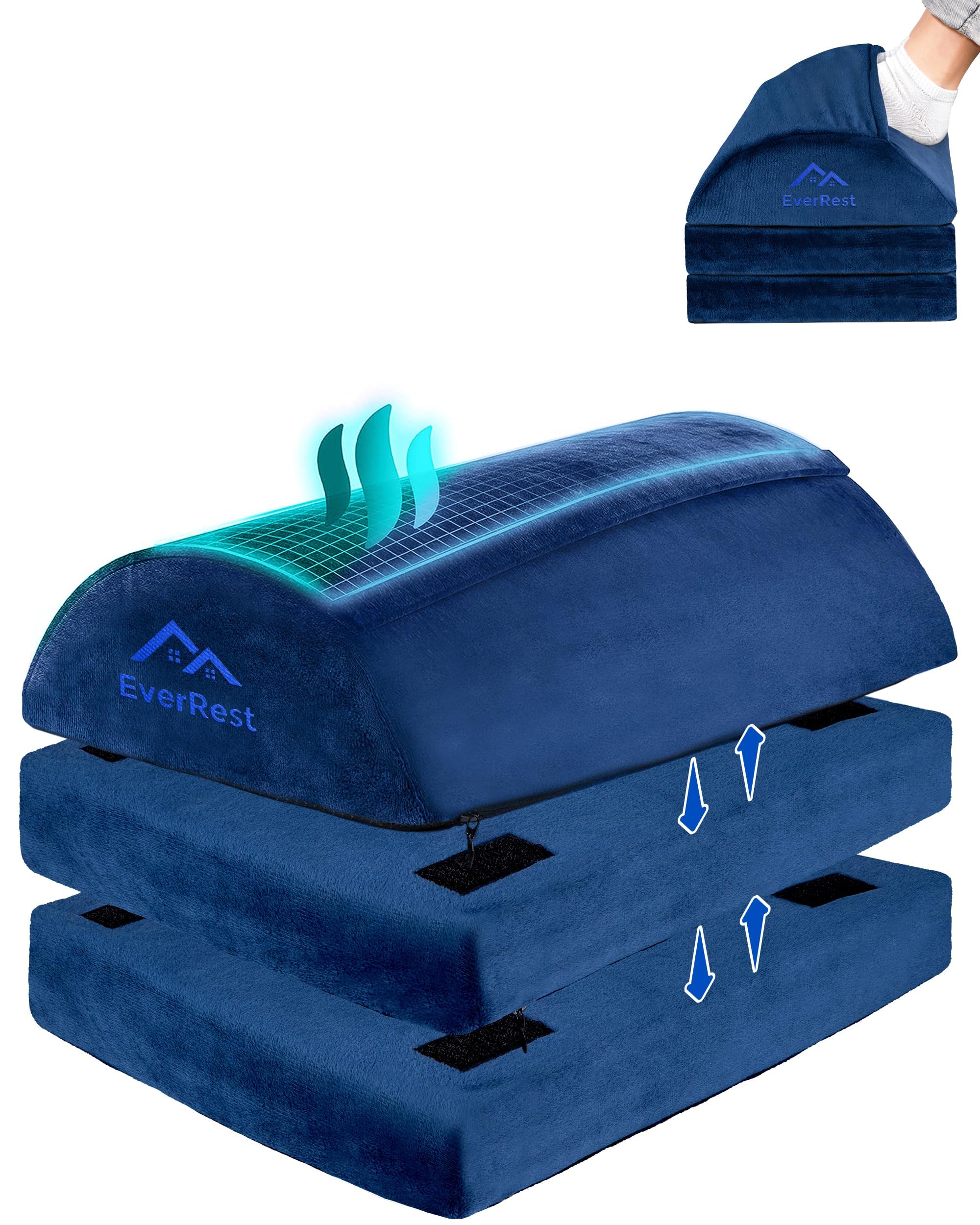 EverRest Under Desk Footrest for Office Use - Warmer Feet, 3 Adjustable Heights - Tall Ergonomic Foot Rest Stool for Gaming Chair, Computer - Leg Support for Work from Home