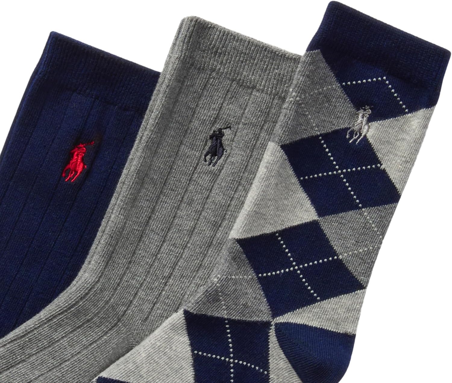 POLO RALPH LAUREN Boys' Argyle Pattern Dress Cotton Crew Socks (3-Pair) - Image 2