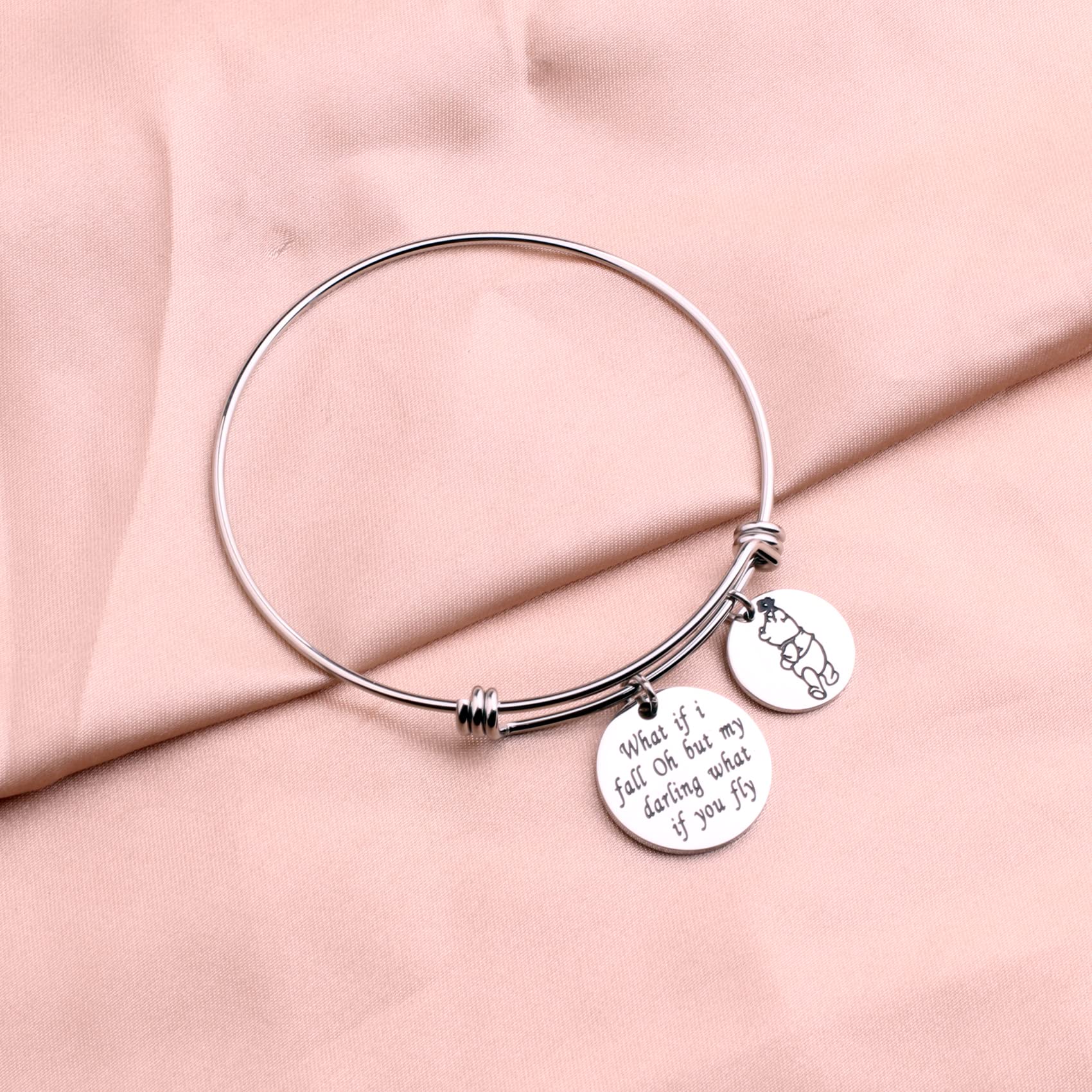 Erin Hanson 'What If You Fly' Quote Cuff Bracelet - Stainless Steel Encouragement Gift - View #11