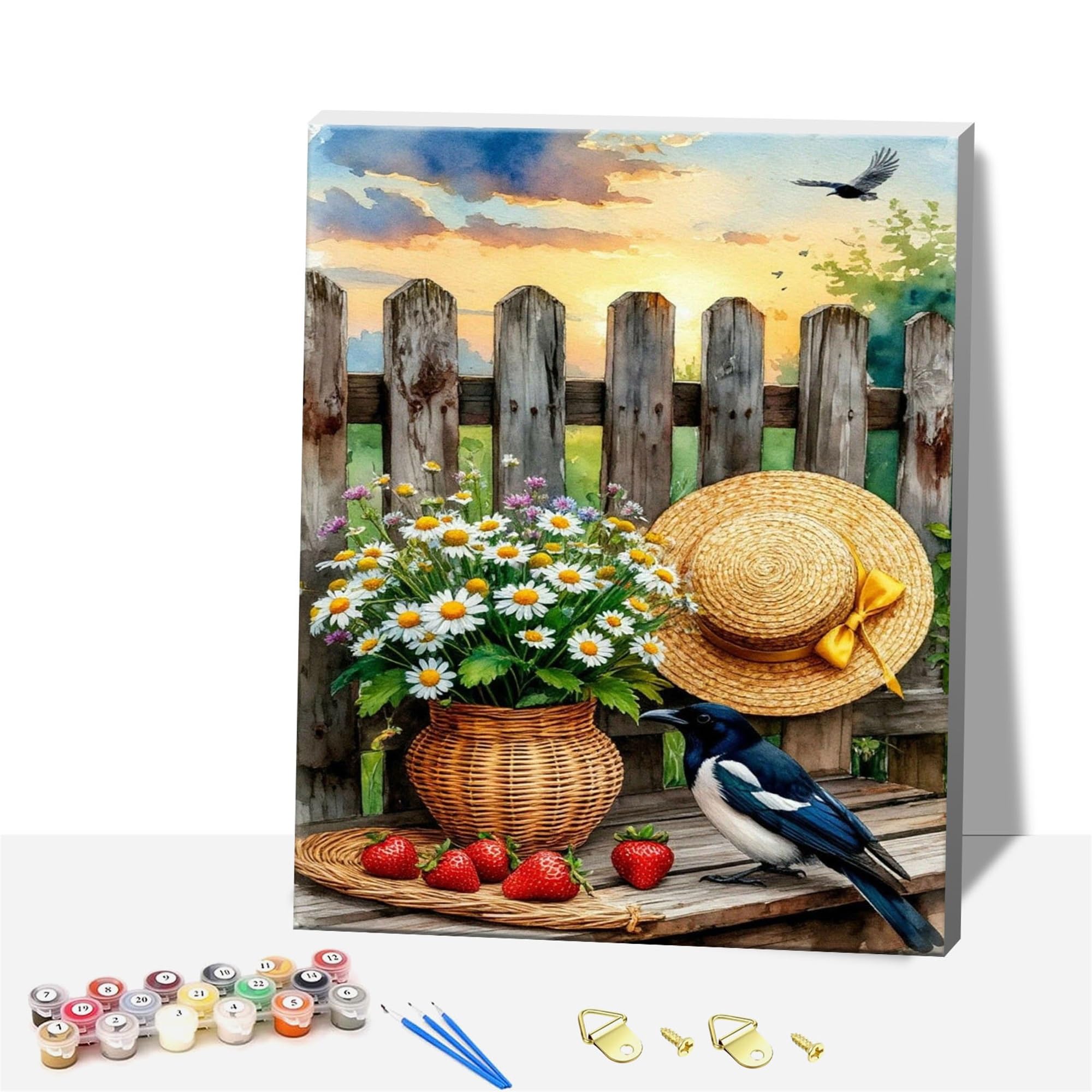 ZHOSOHO Adults Paint by Number Kits,Framed Painting by Numbers Kits on Canvas,Color by Numbers Adult Watercolor Gifts for Friends Wall Decor (Flower)