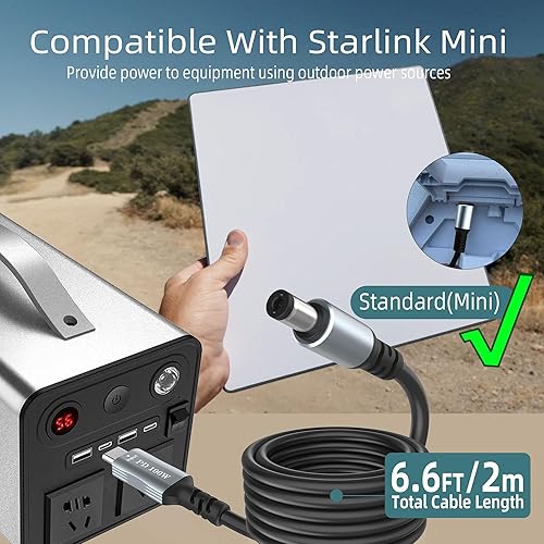 Miniatura 2 de Cable de alimentación USB C a CC de 6.6 pies de 0.217 in x 0.083 in, entrada USB C a DC5521 cable de carga de salida de 20 V 5 A, funciona con