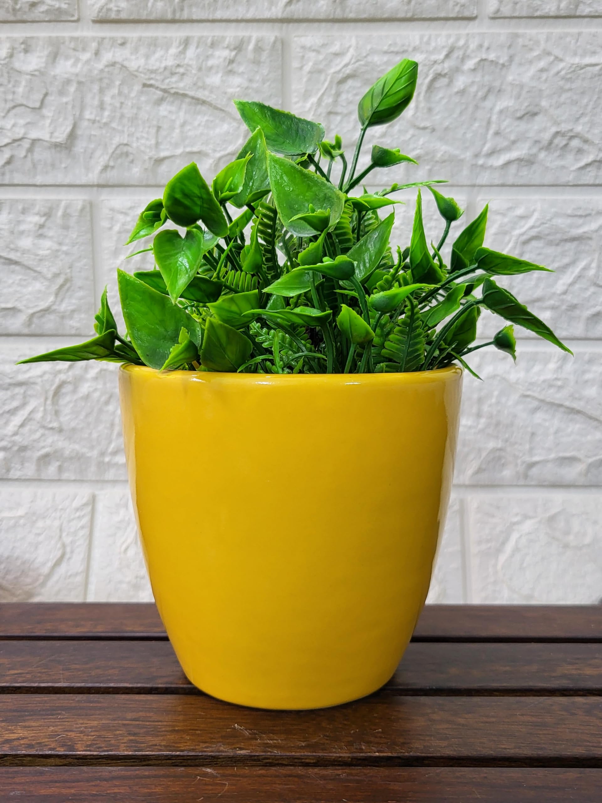 Indiyan Alley Ceramic Planter Pot Pastel Yellow, Length x Width- 15x15 cm, Height 10 cm, Indoor-Outdoor Planter, Living Room Planter-image-40